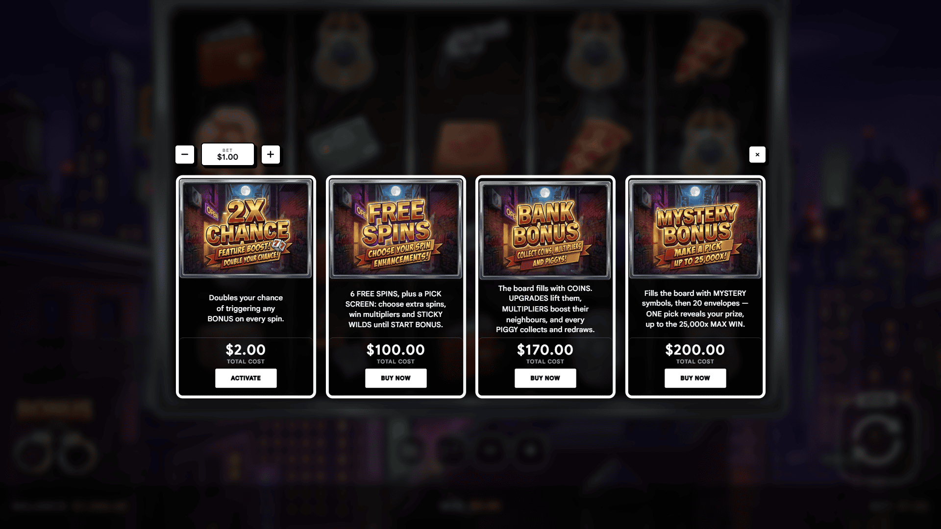 City Boy bonus buy menu