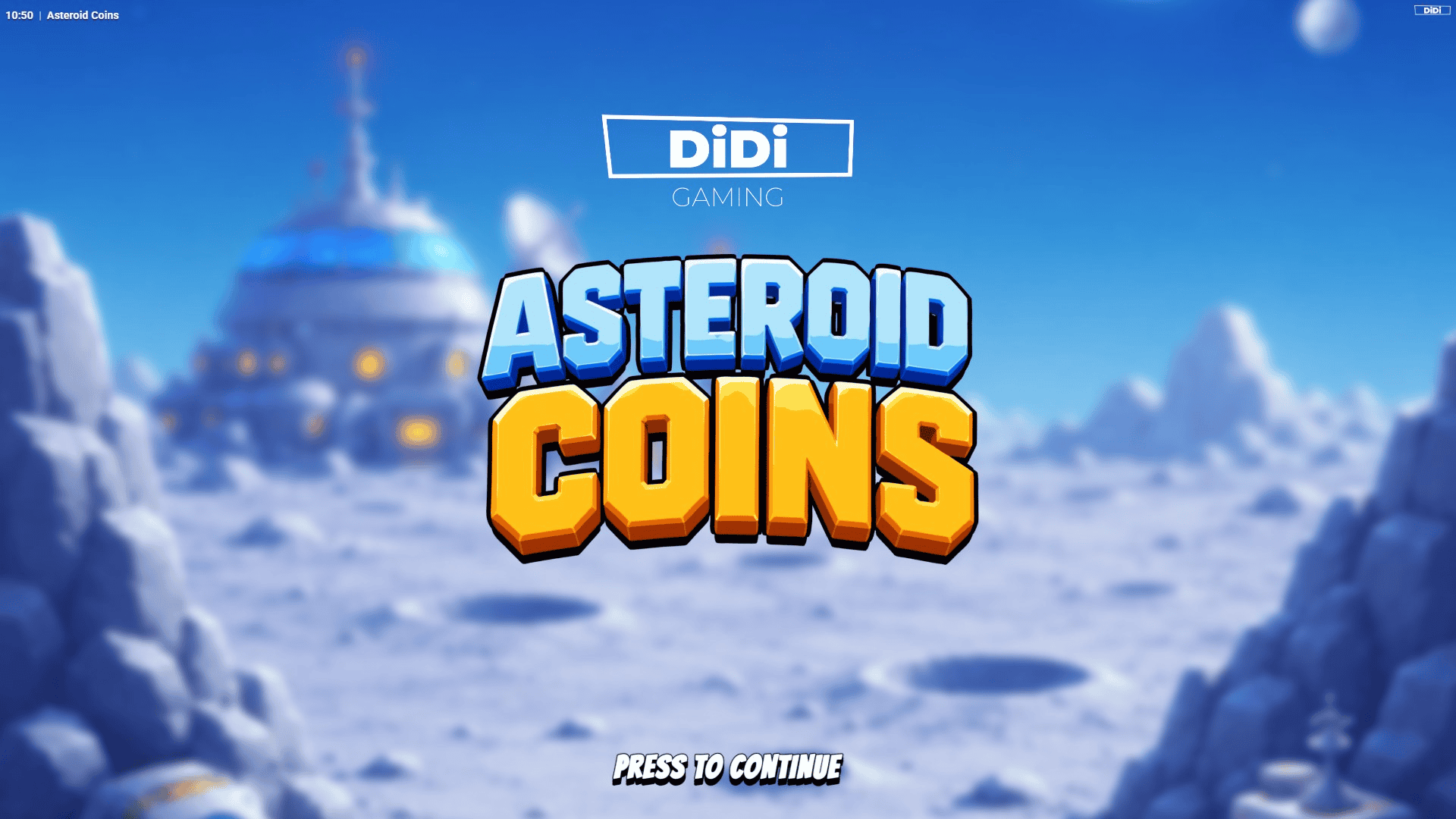 Asteroid Coins slot intro screen
