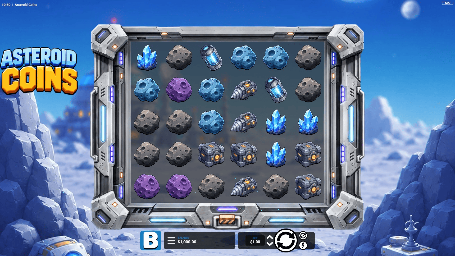 Asteroid Coins slot gameplay reels