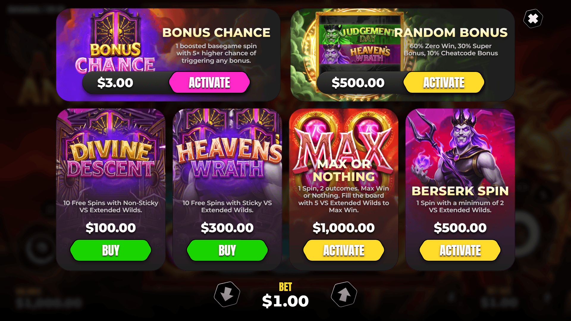 Arch Angel bonus buy menu