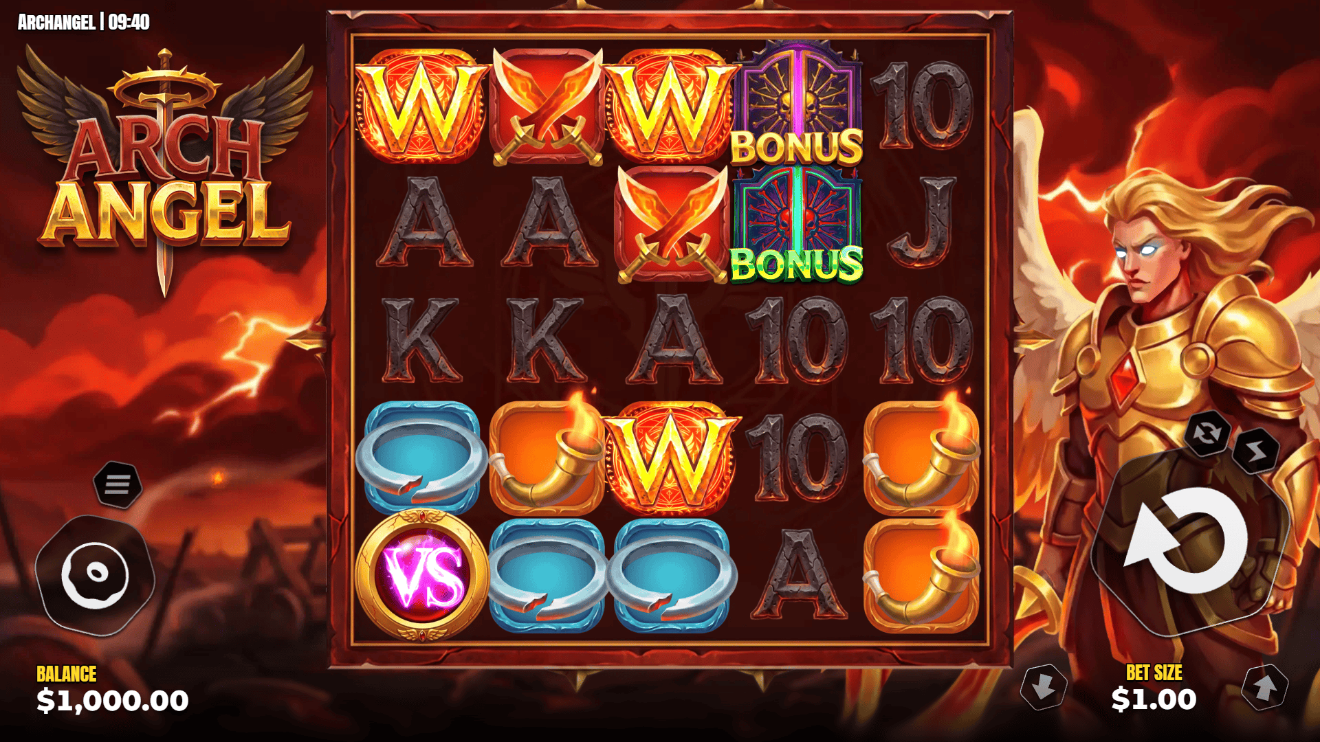 Arch Angel slot gameplay reels