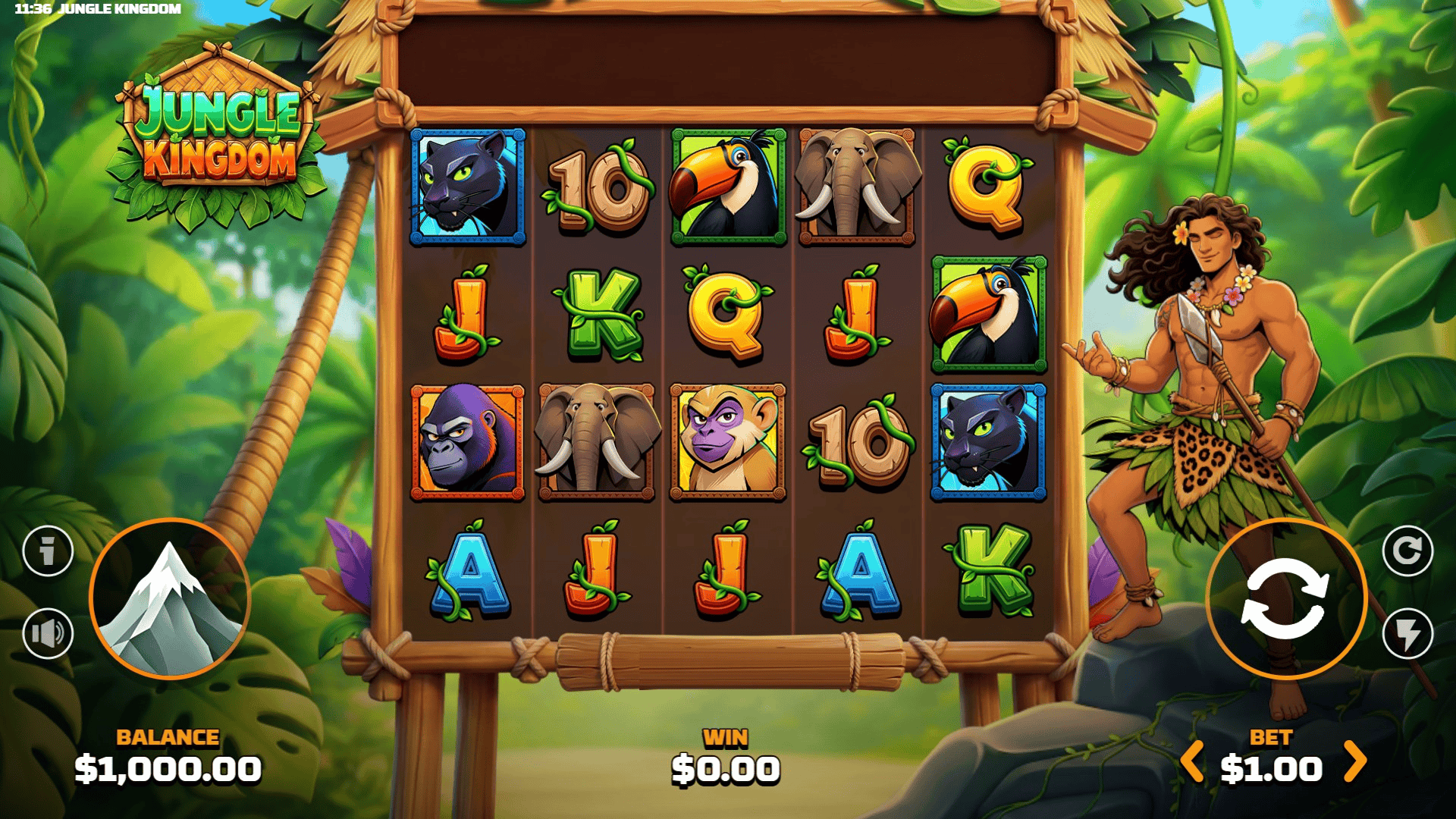 Jungle Kingdom slot gameplay reels