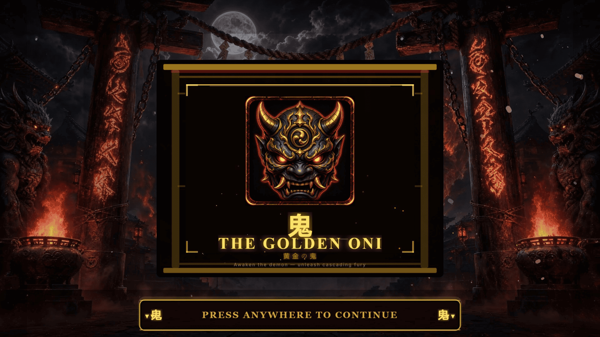 The Golden Oni slot intro screen