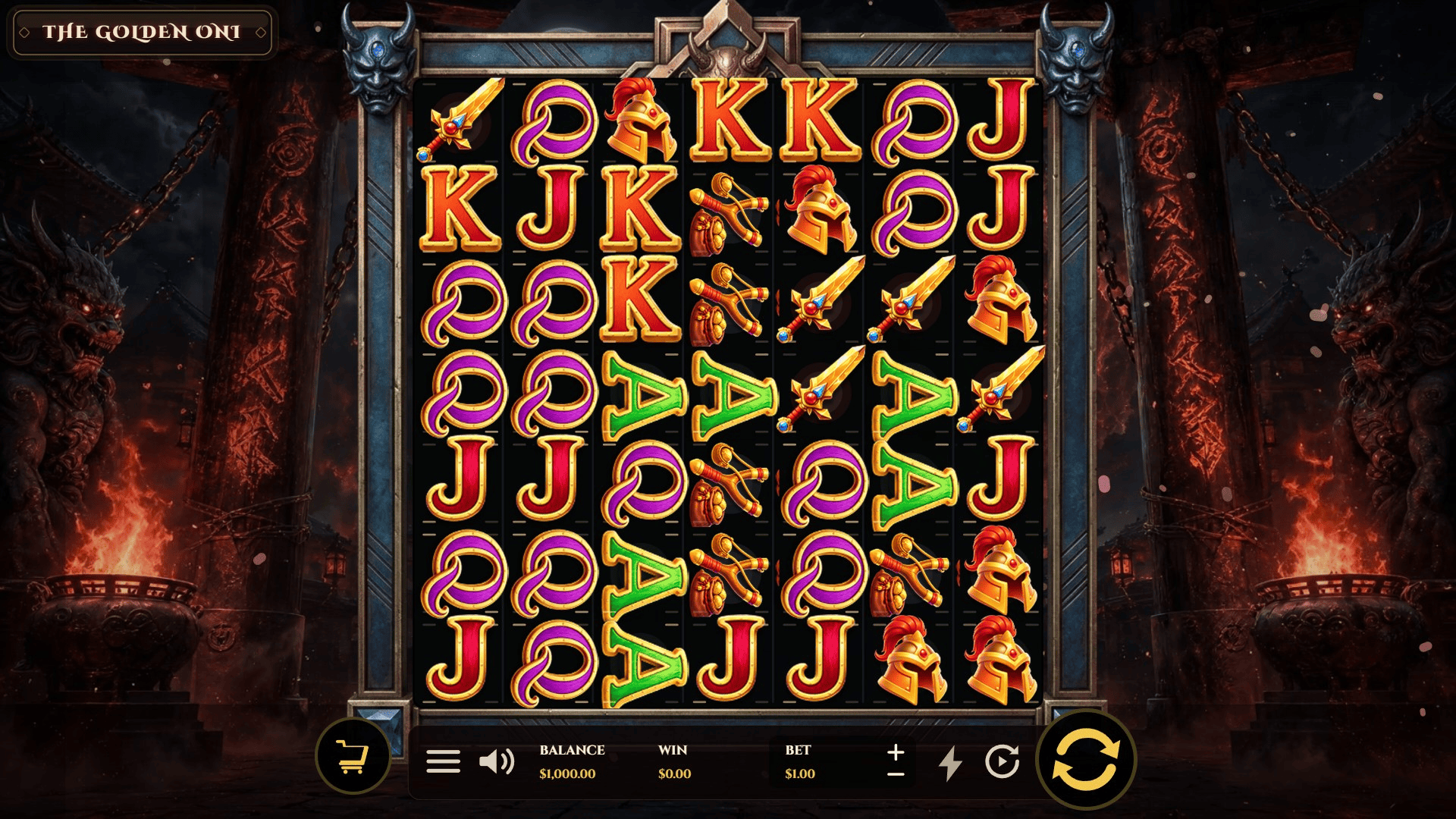 The Golden Oni slot gameplay reels