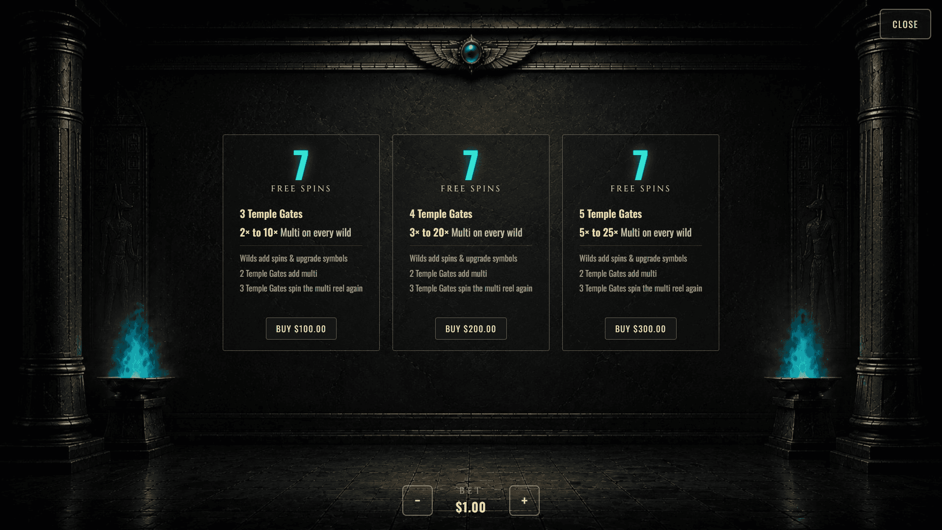 Gatekeeper Anubis bonus buy menu