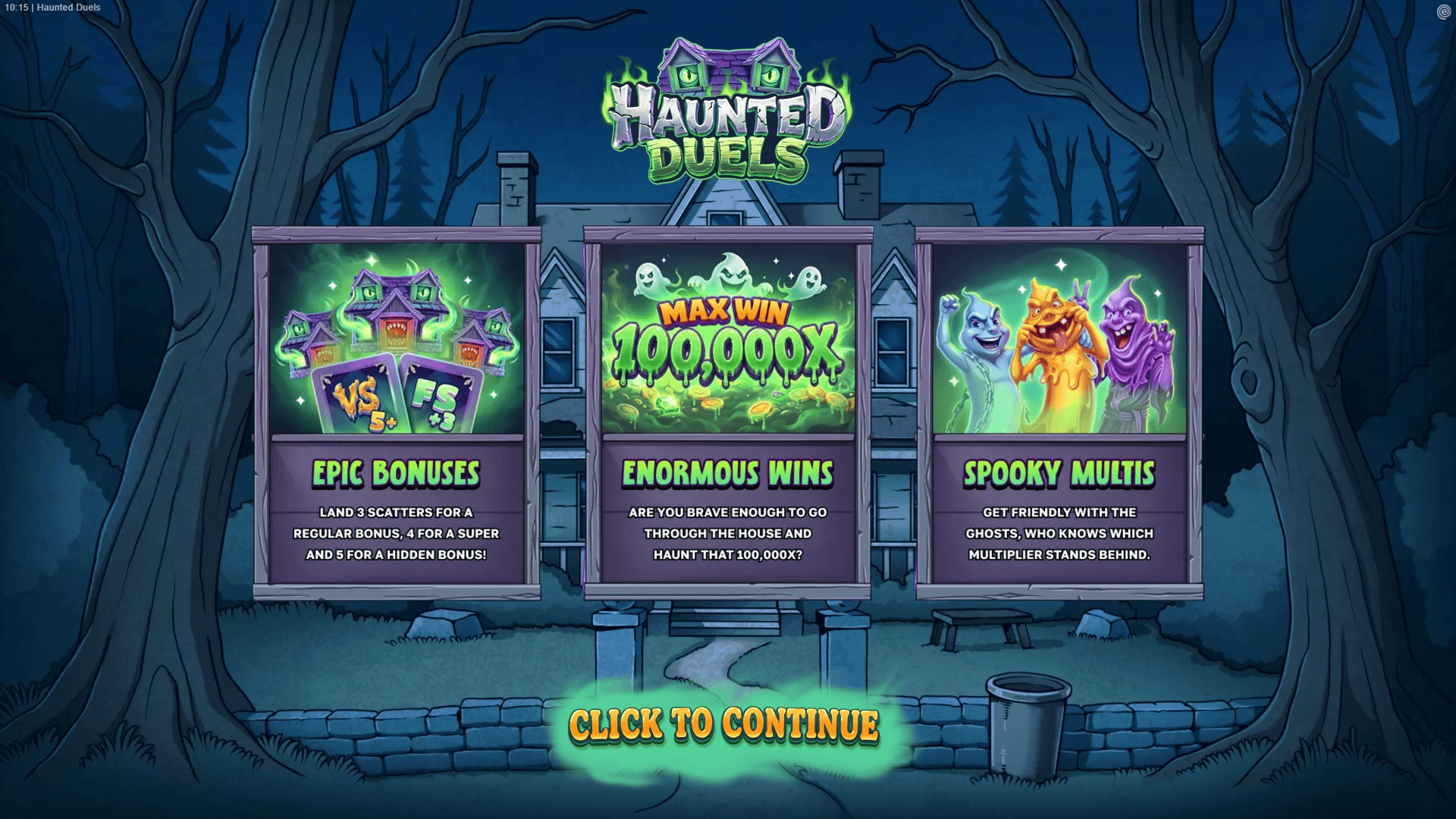 Haunted Duels slot intro screen
