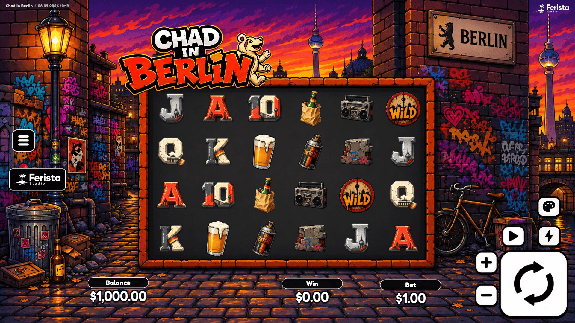 Chad in Berlin slot gameplay reels