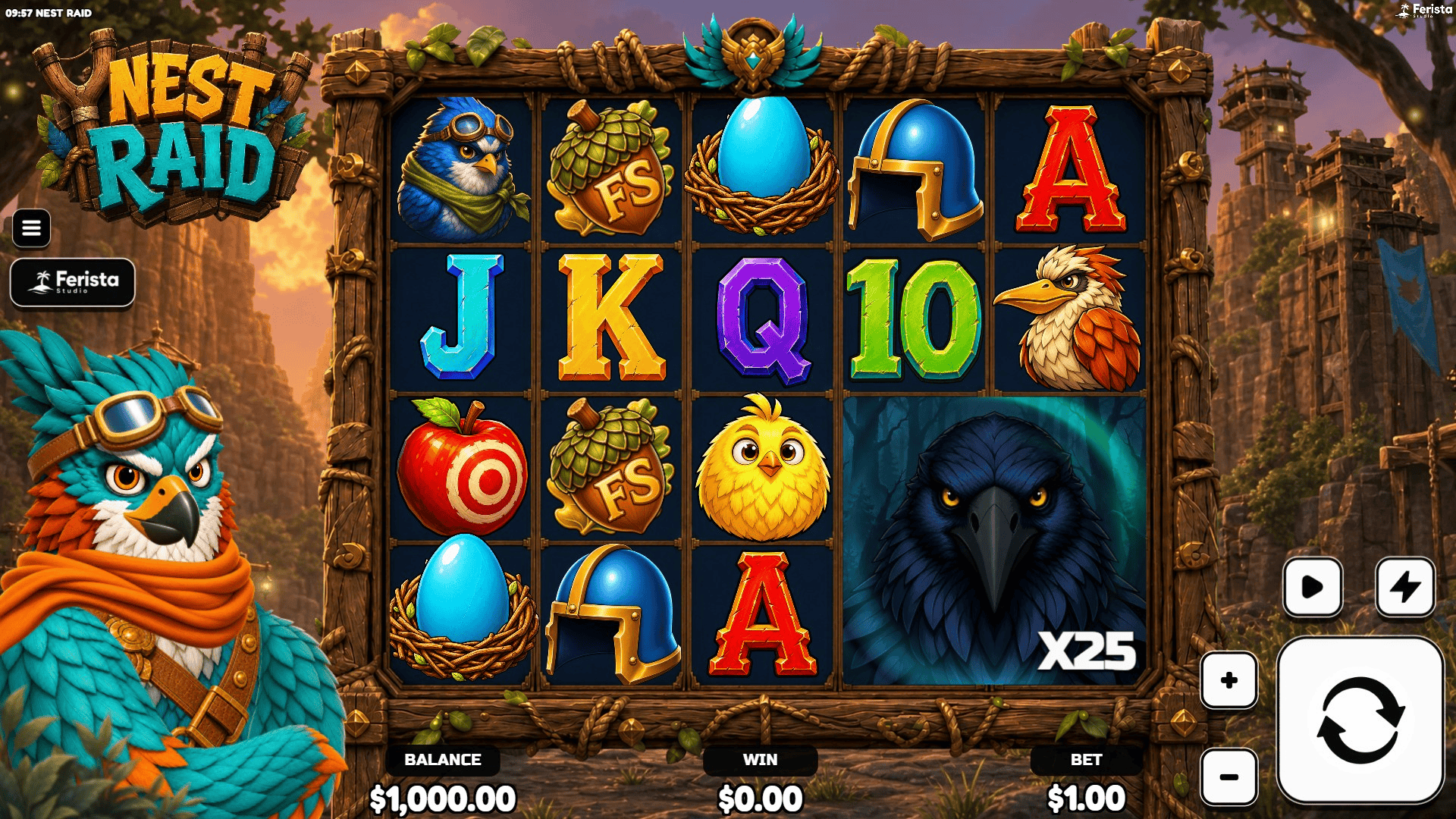 Nest Raid slot gameplay reels