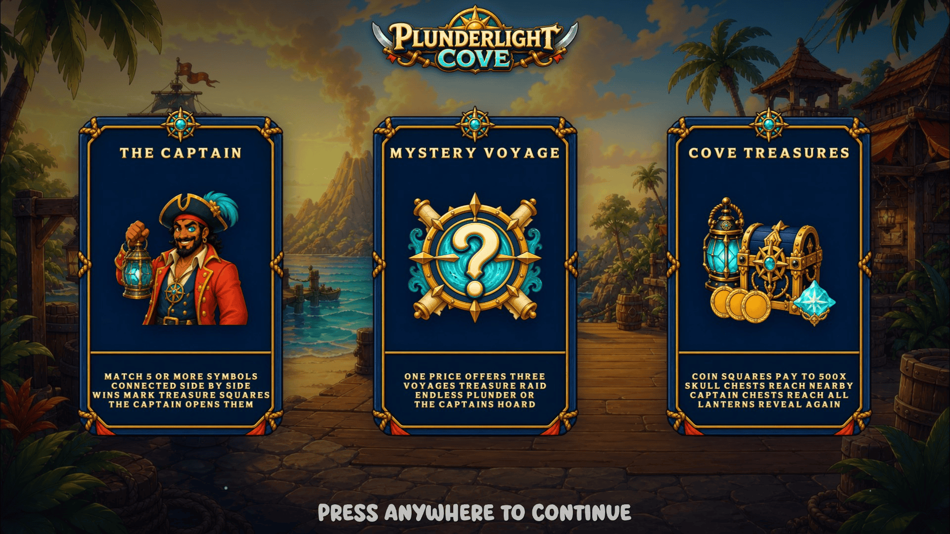 Plunderlight Cove slot intro screen