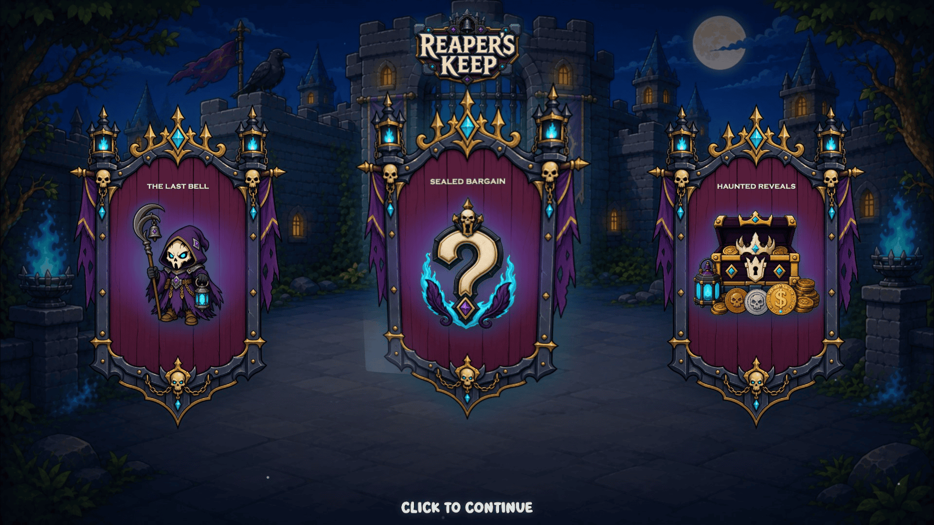 Reaper's Keep slot intro screen