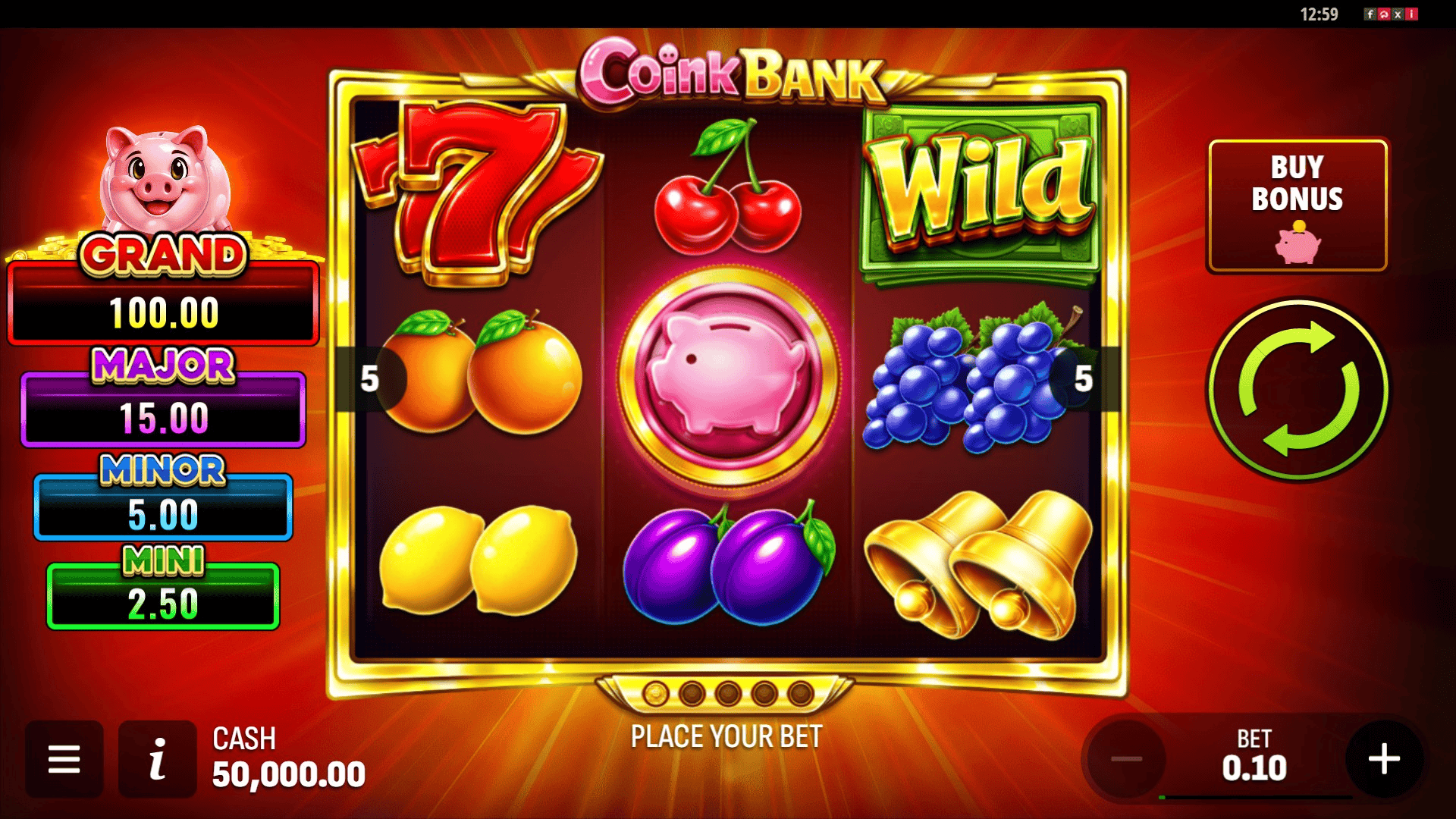 Coink Bank slot gameplay reels