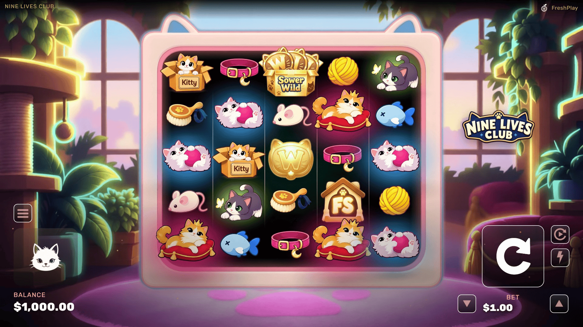 Nine Lives Club slot gameplay reels