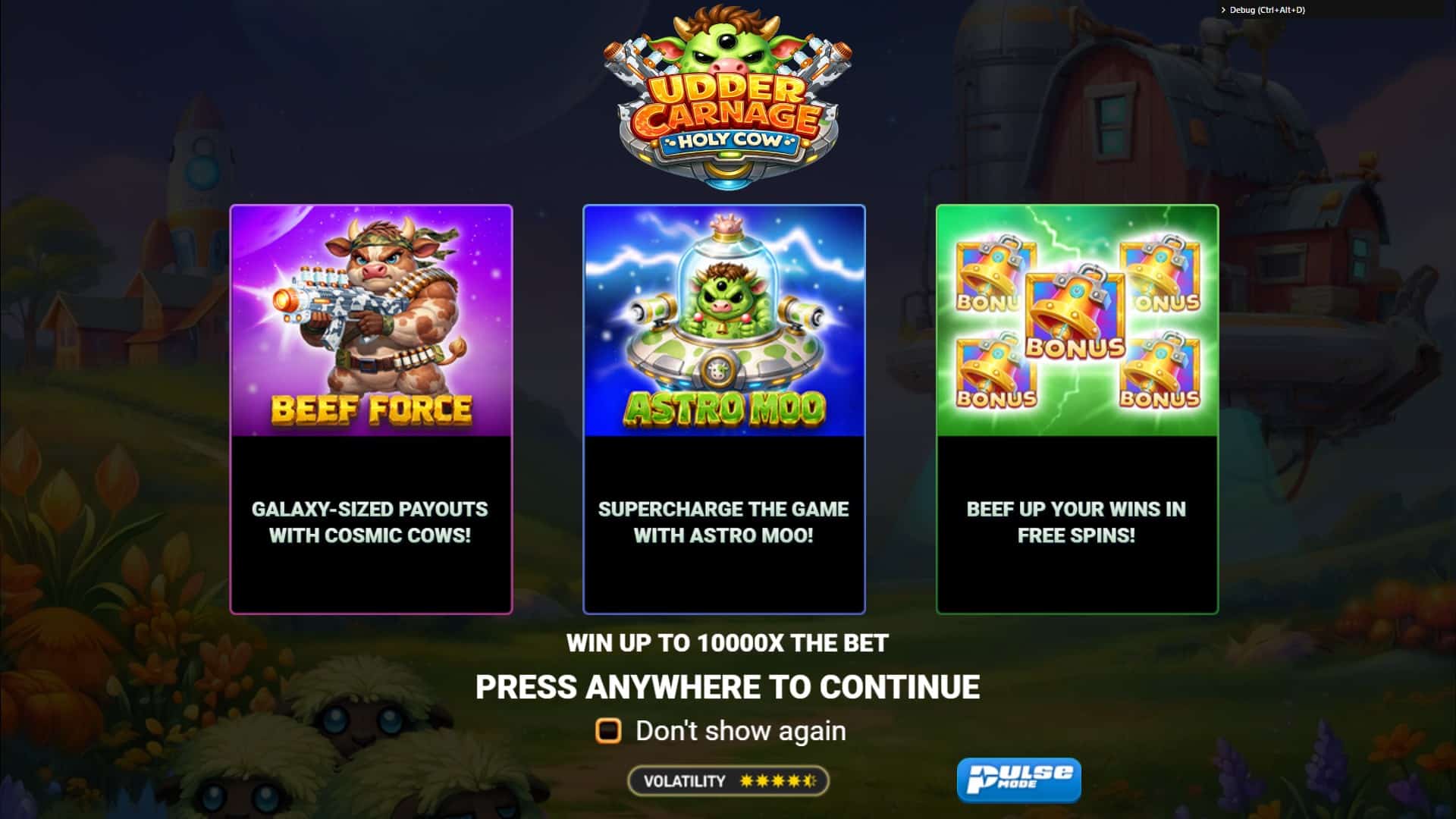 Udder Carnage Holy Cow slot intro screen