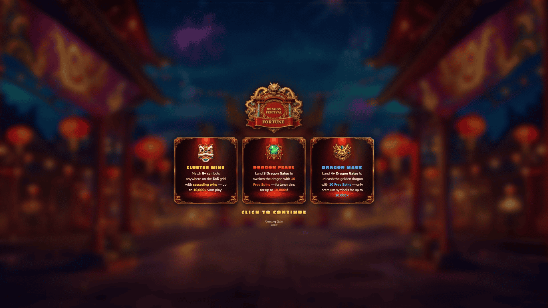 Dragon Festival Fortune slot intro screen