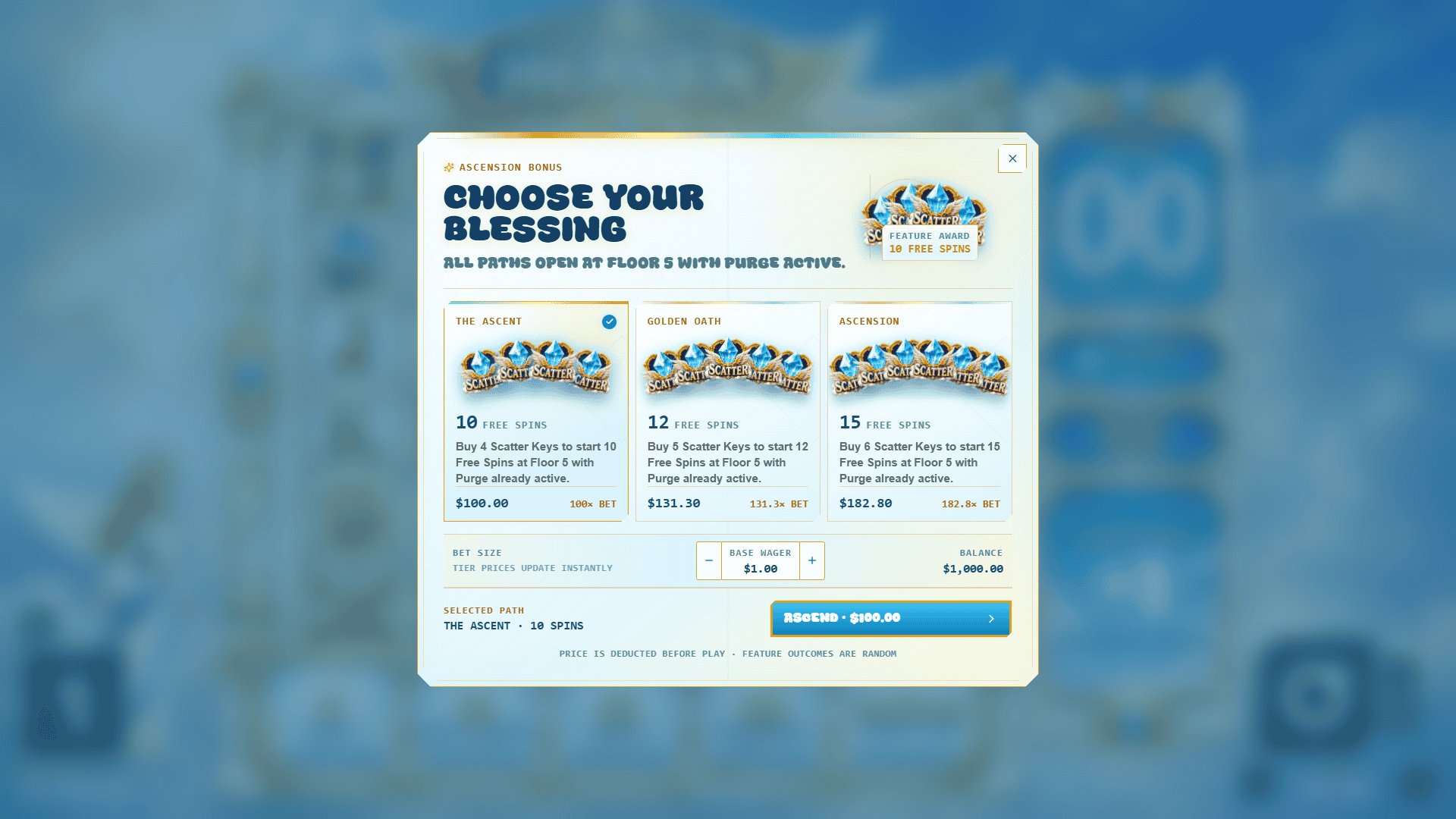 Stairway To Heaven bonus buy menu