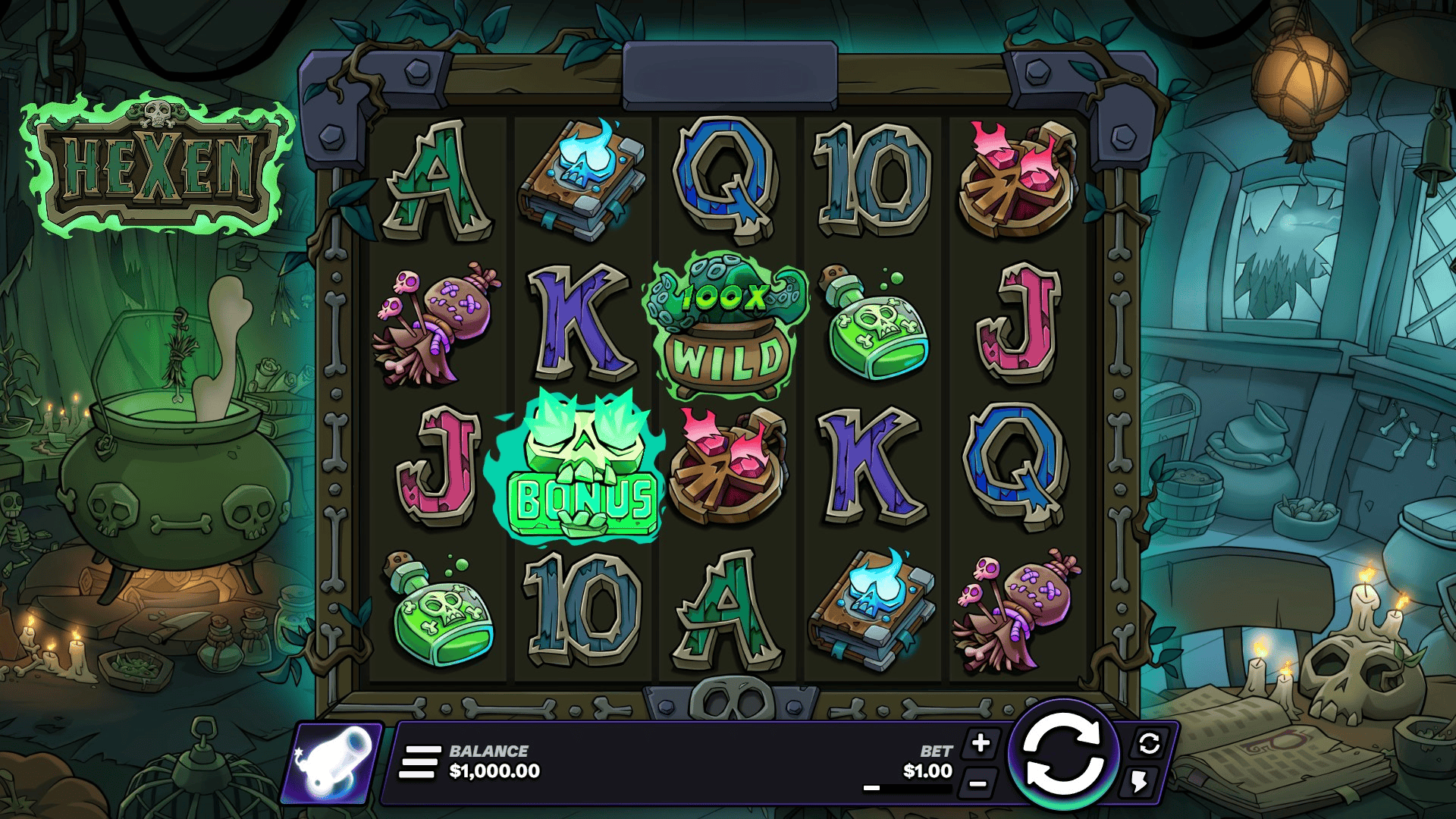 Hexen slot gameplay reels