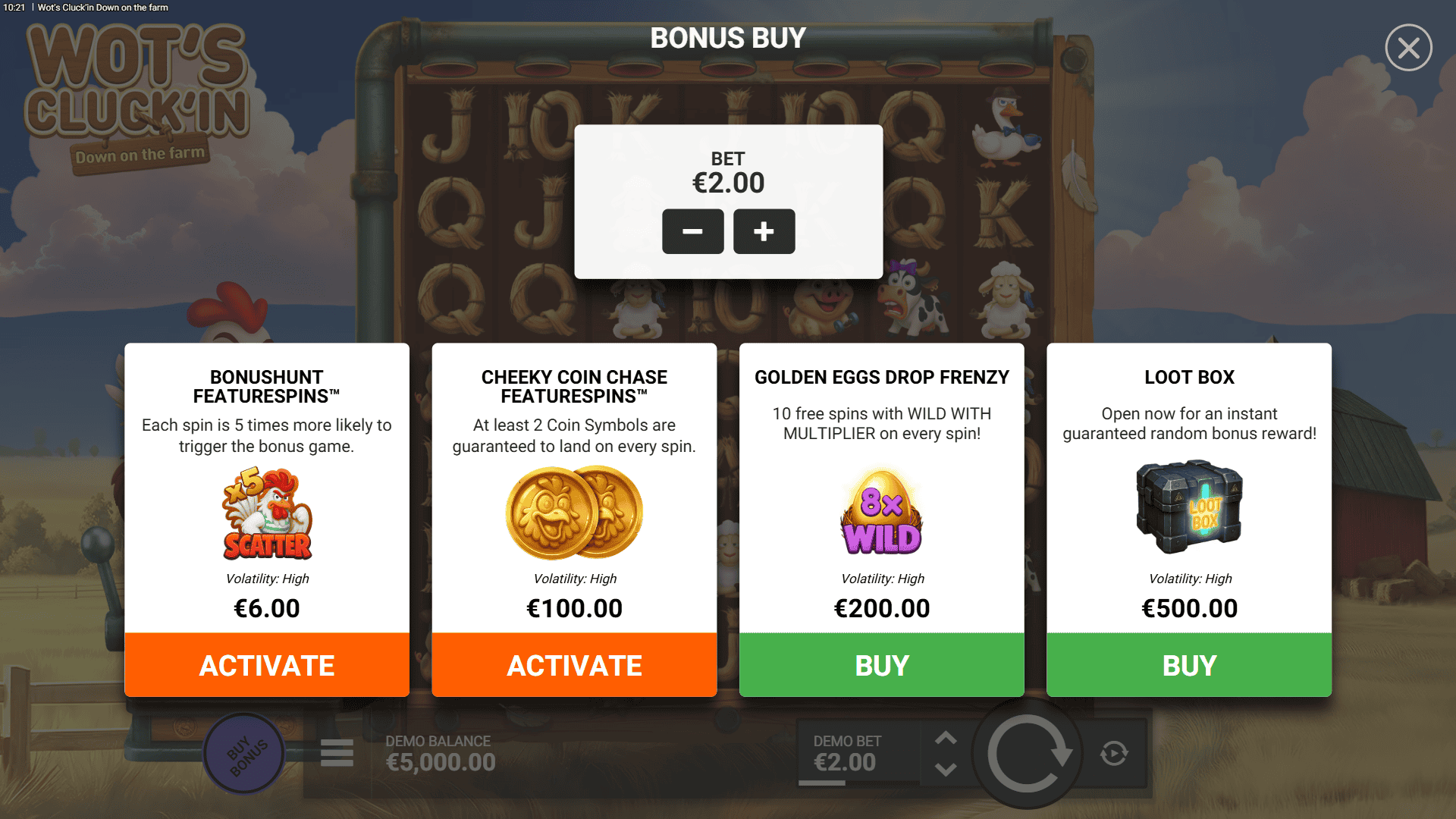 Wot&rsquo;s Cluck&rsquo;in Down on the farm bonus buy menu