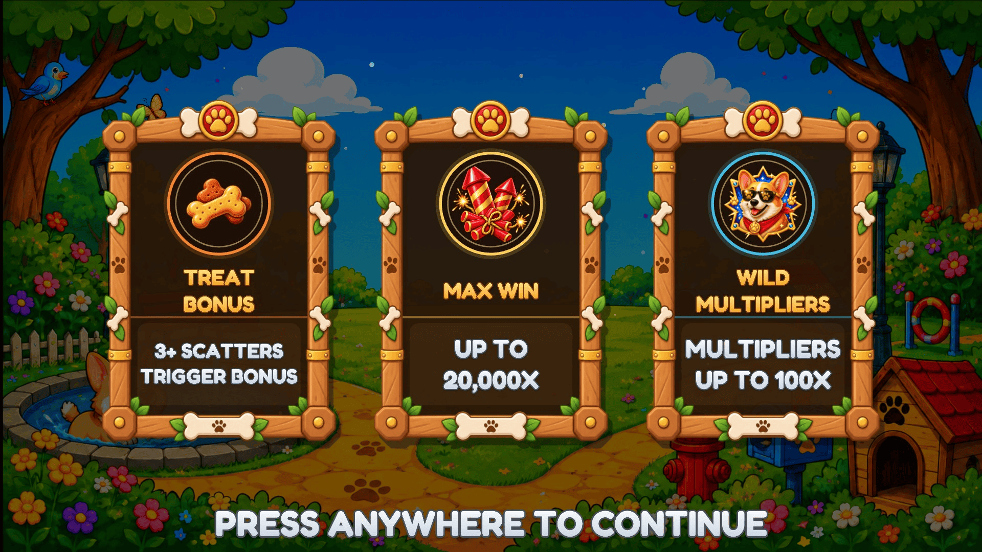 Corgi Park slot intro screen