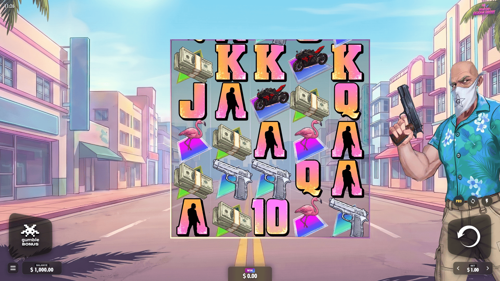 Wanted: Ocean Drive slot gameplay reels