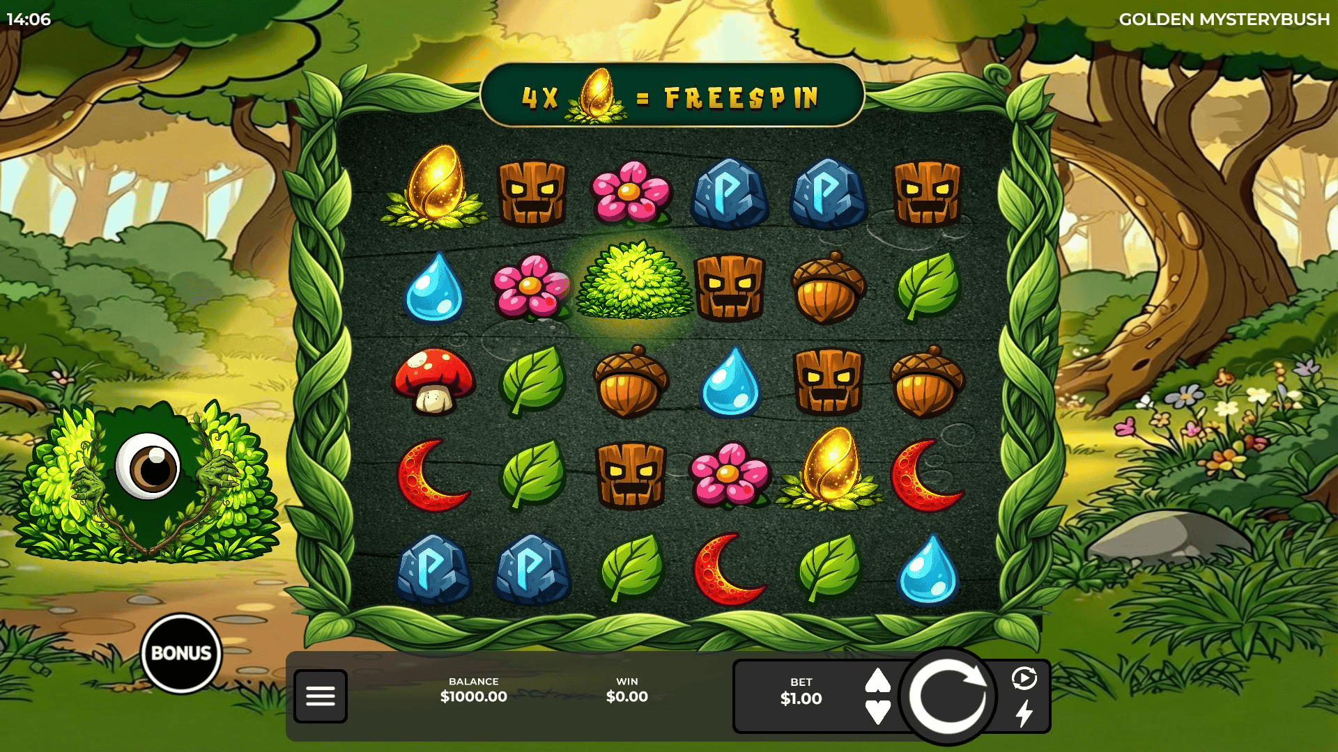 Golden Mystery Bush slot gameplay reels