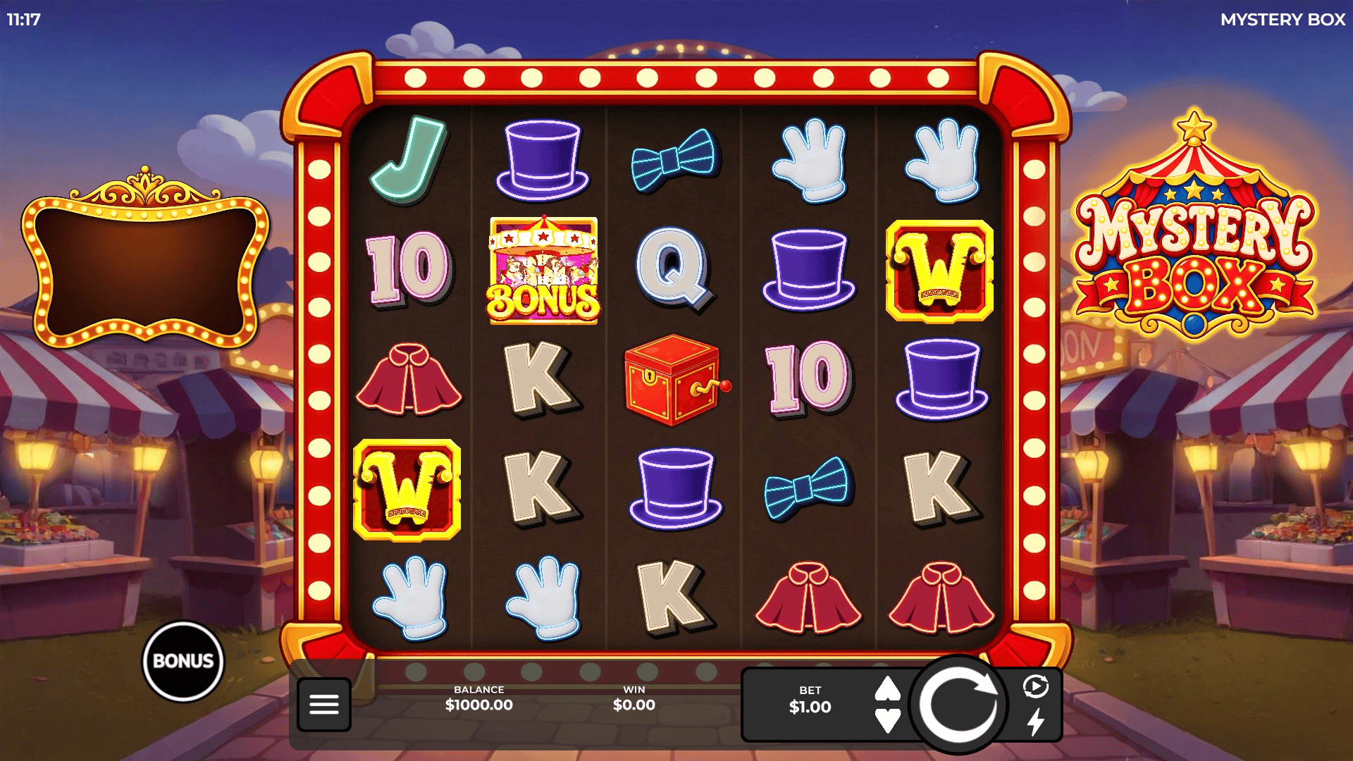 Mysterybox slot gameplay reels