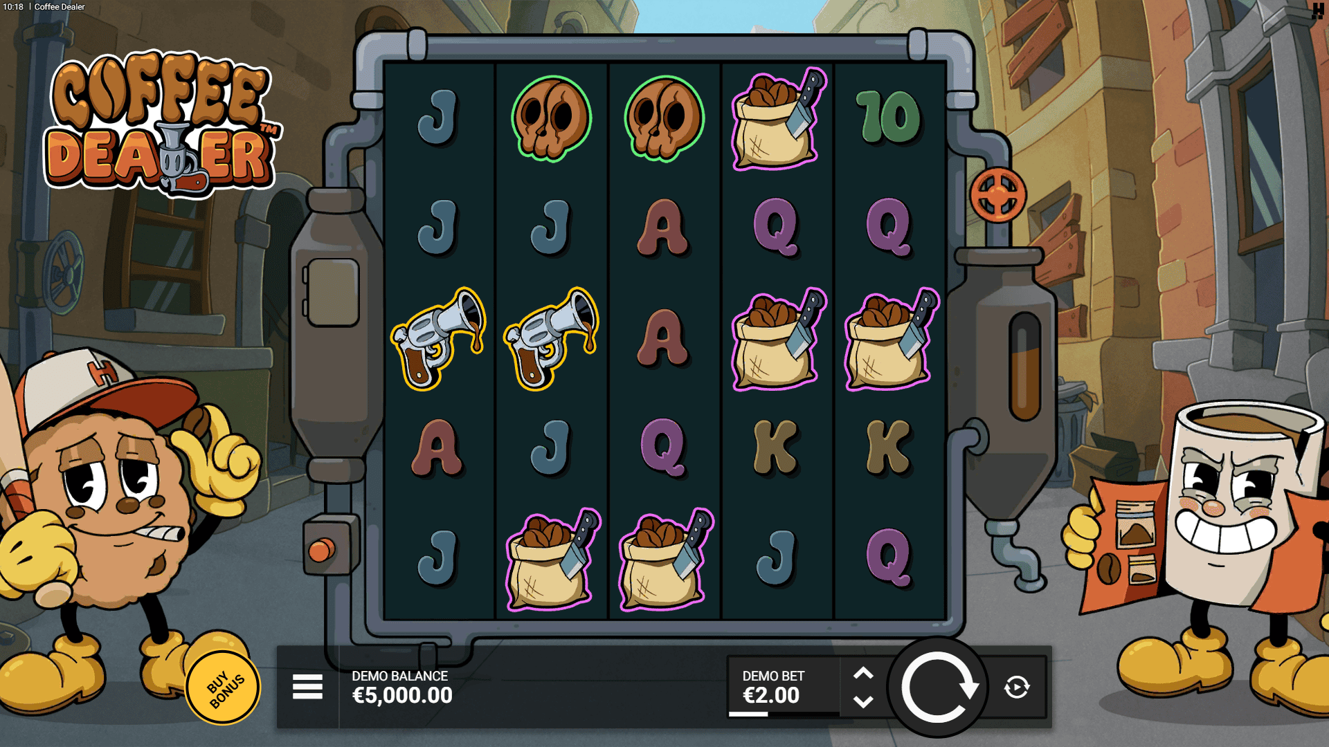 Coffee Dealer slot gameplay reels