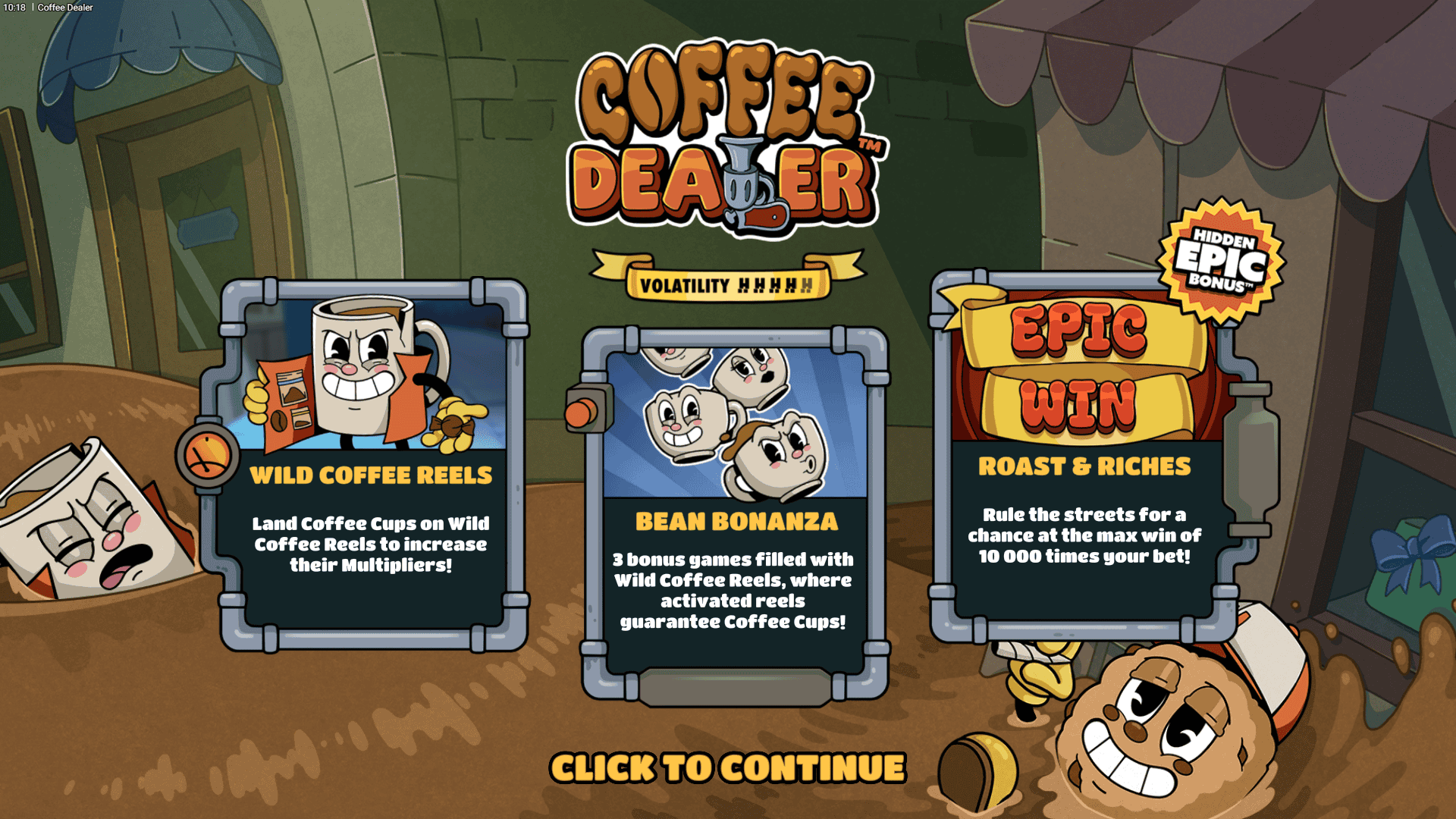 Coffee Dealer slot intro screen