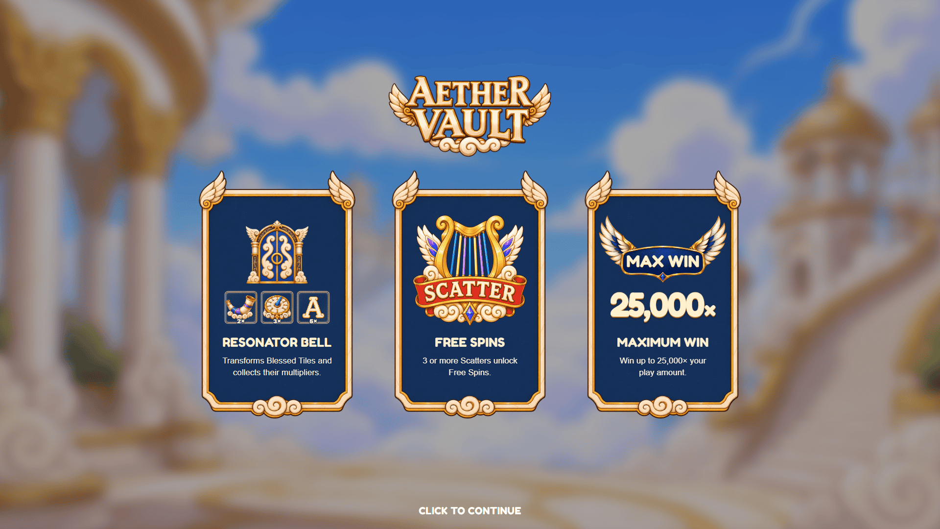 Aether Vault slot intro screen