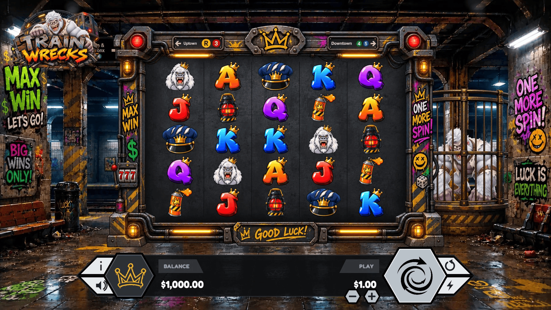 Train Wrecks slot gameplay reels