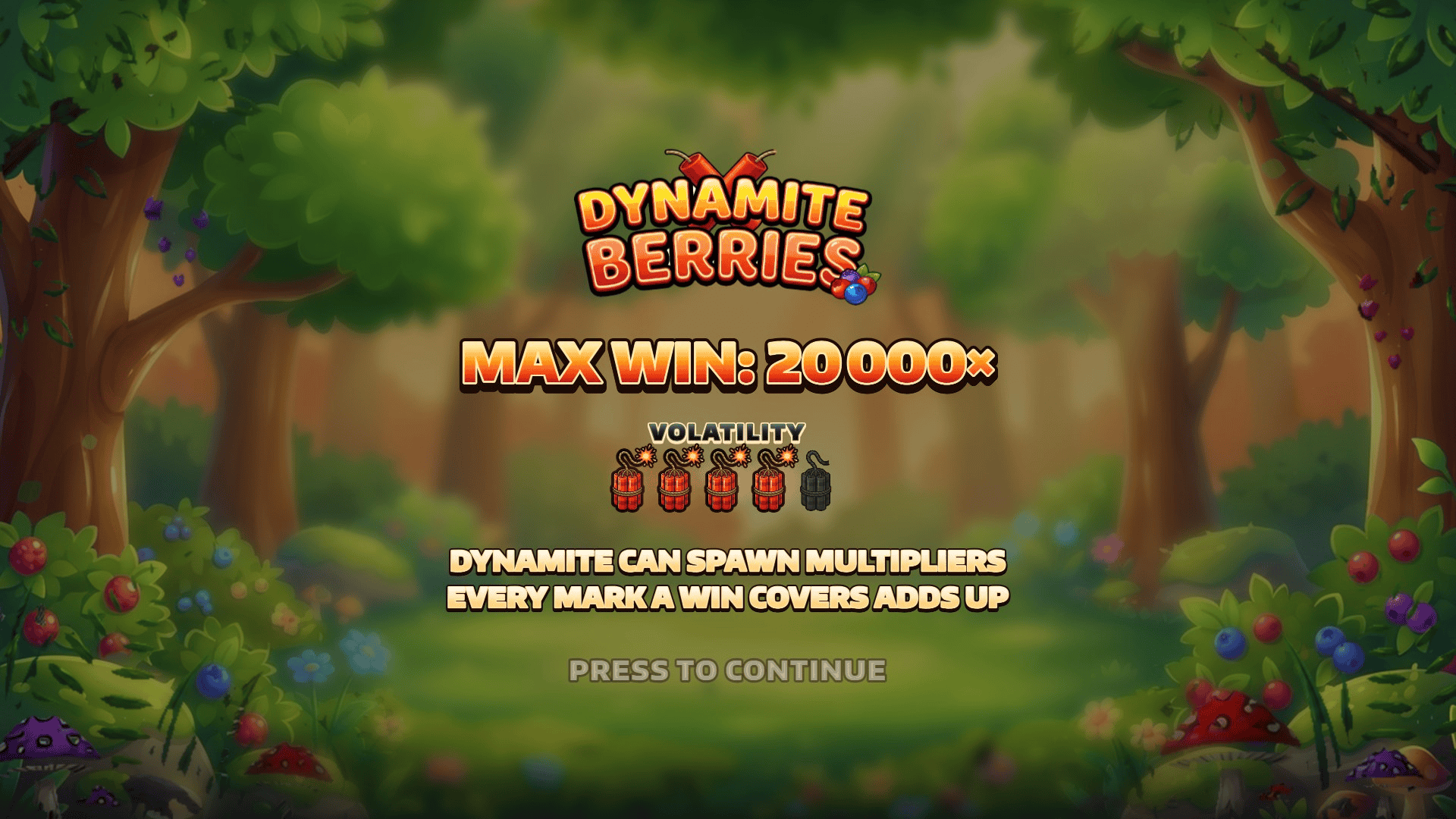 Dynamite Berries slot intro screen