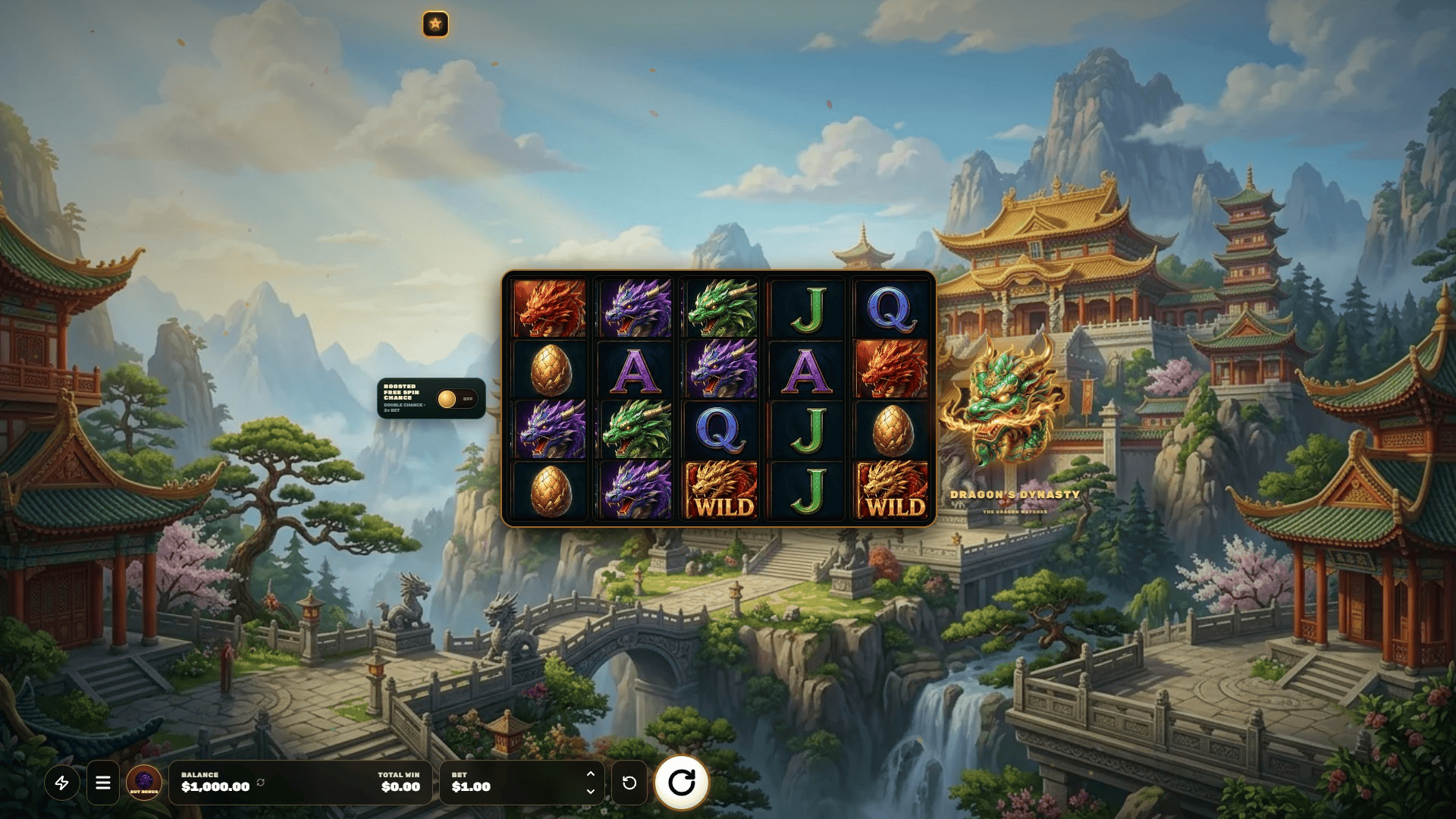 Dragon's Dynasty slot gameplay reels