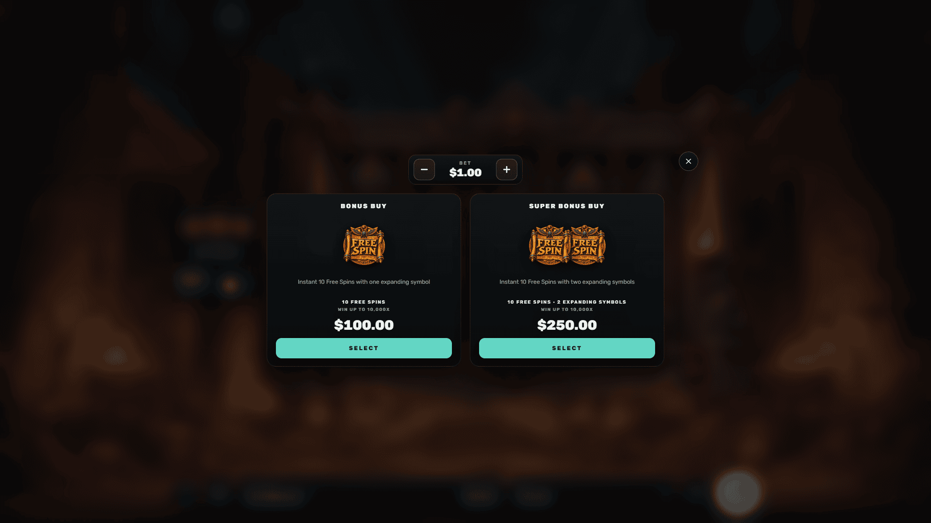 Tomb Of Azal bonus buy menu