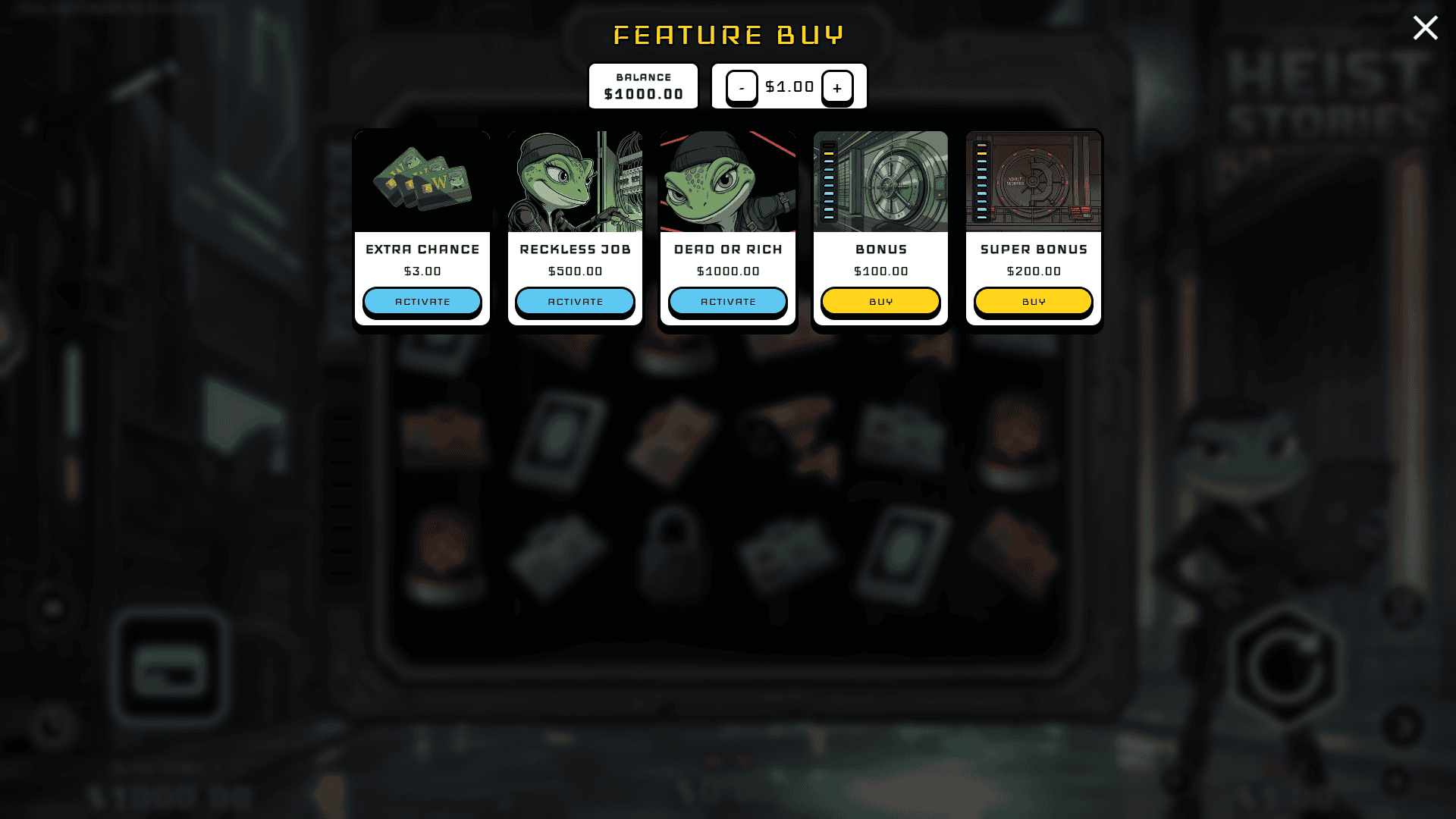 Carla Swamp in: Heist Stories bonus buy menu