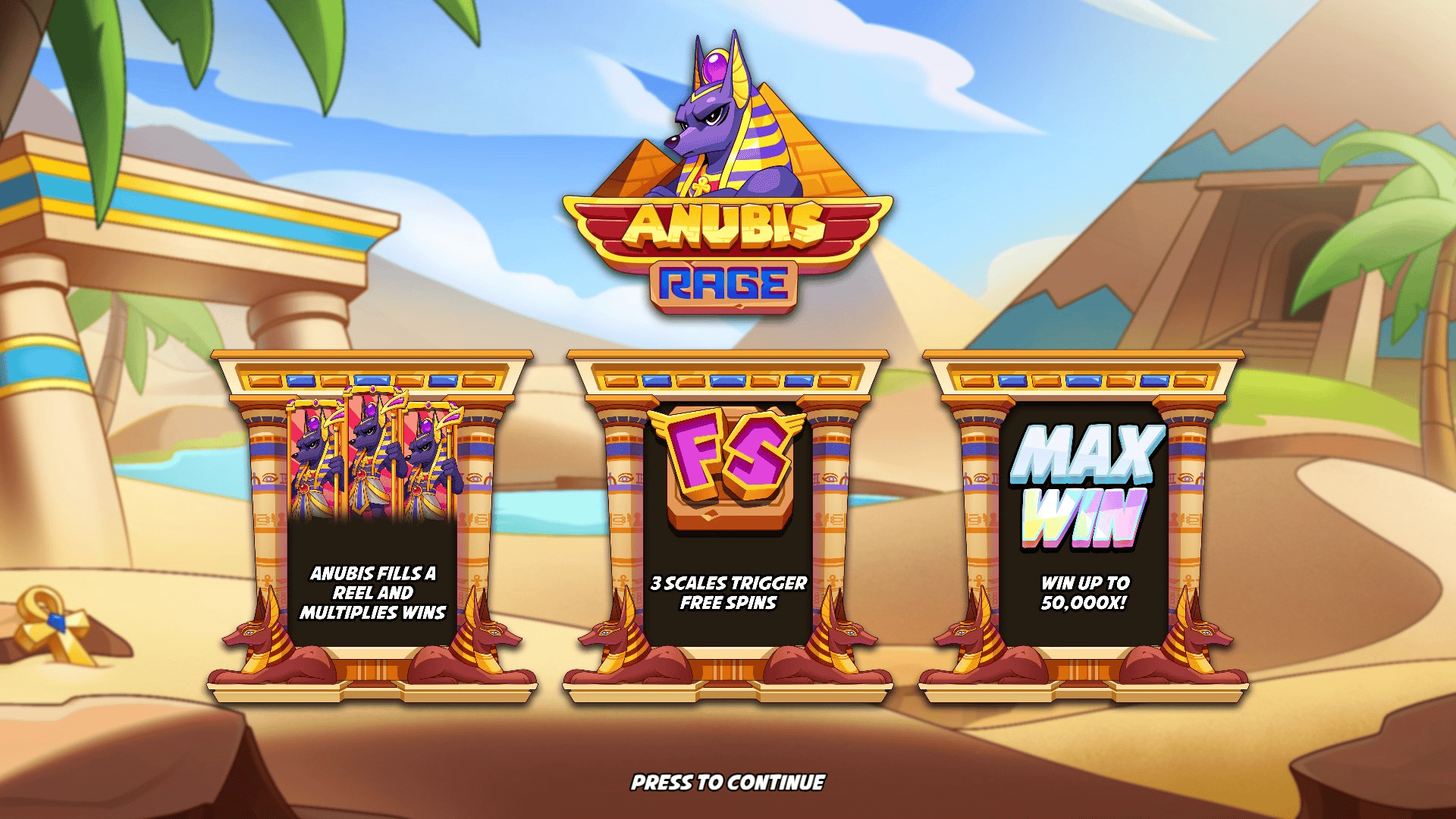 Anubis Rage slot intro screen