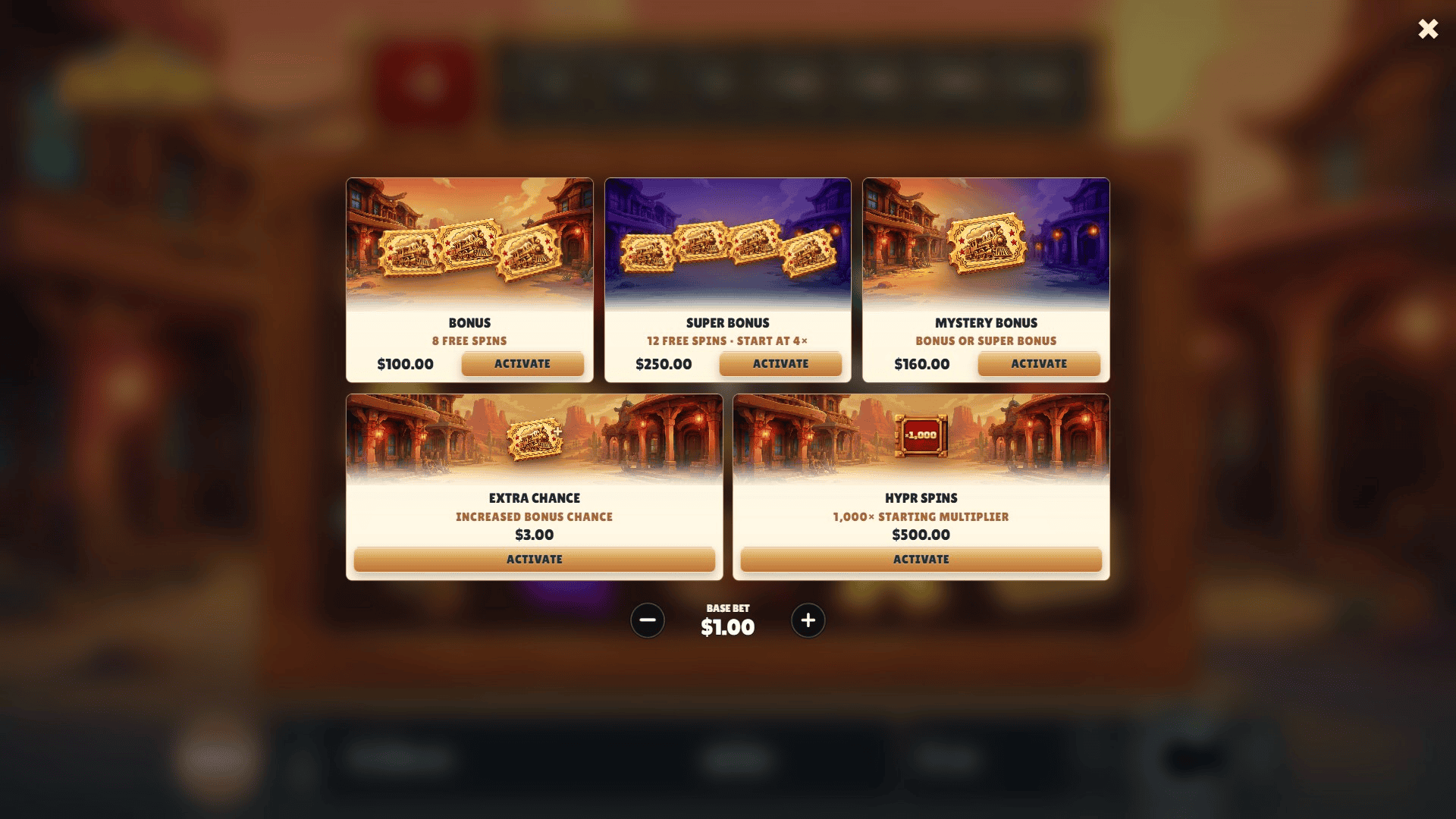 Old Country bonus buy menu