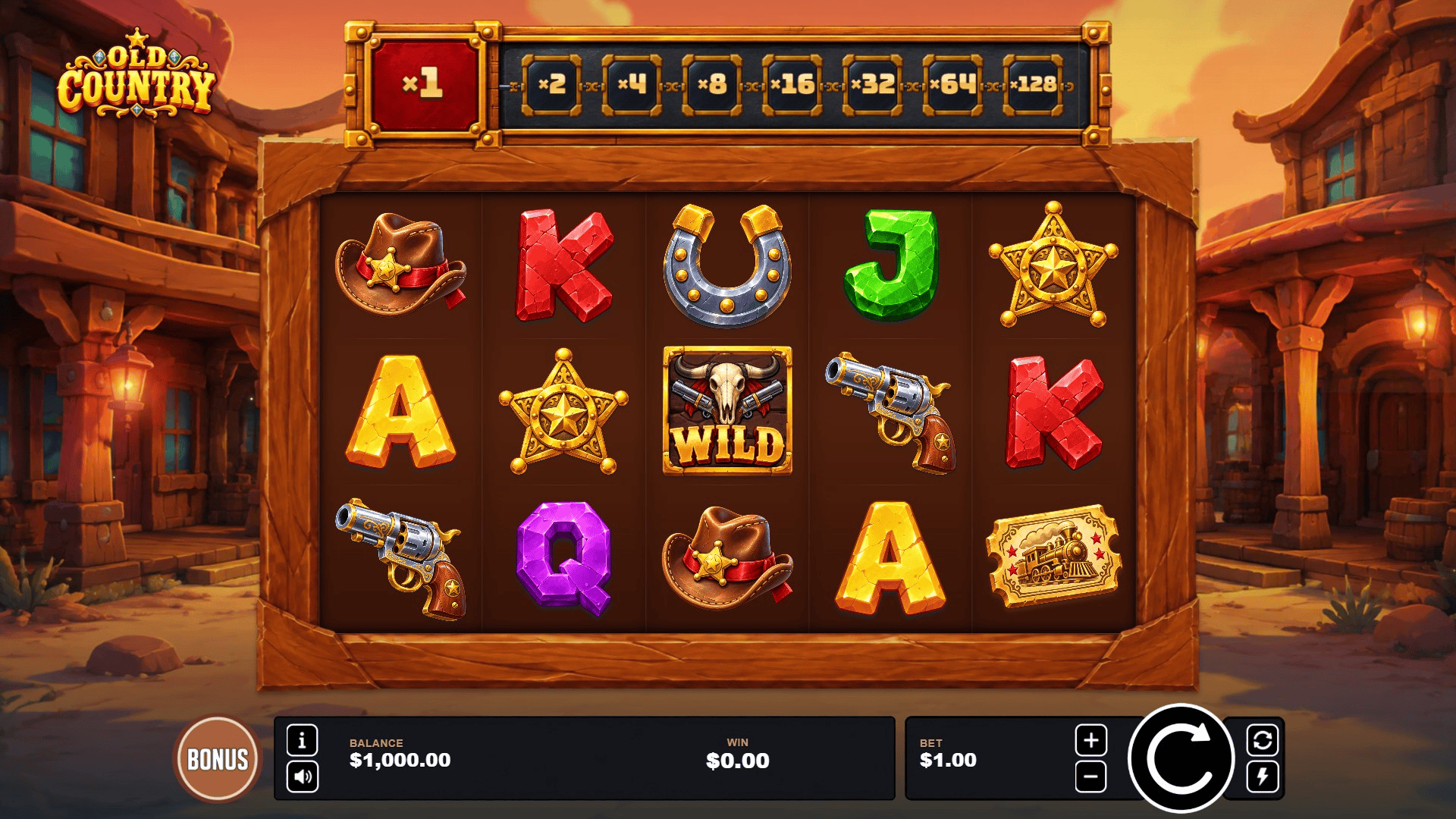 Old Country slot gameplay reels