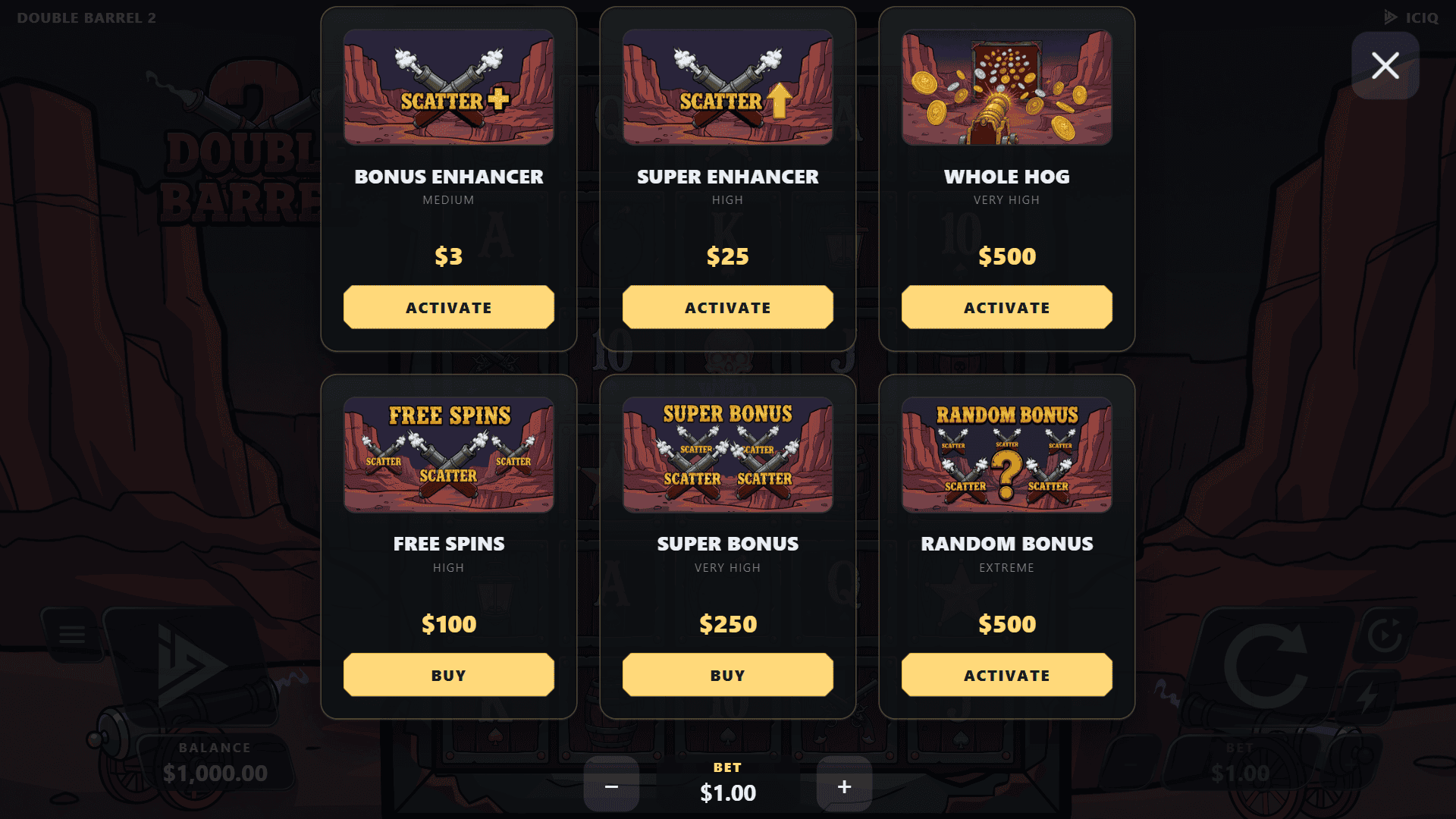 Double Barrel 2 bonus buy menu