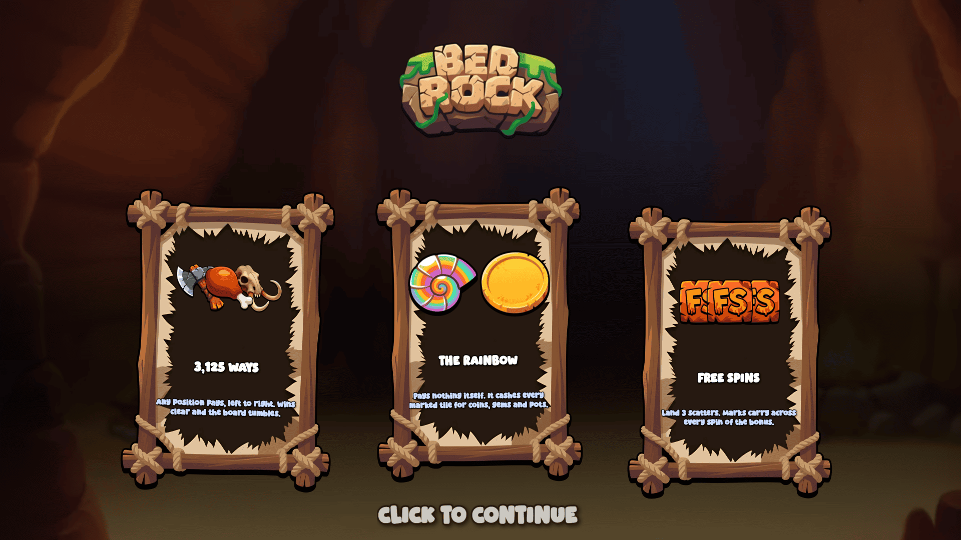 Bedrock slot intro screen