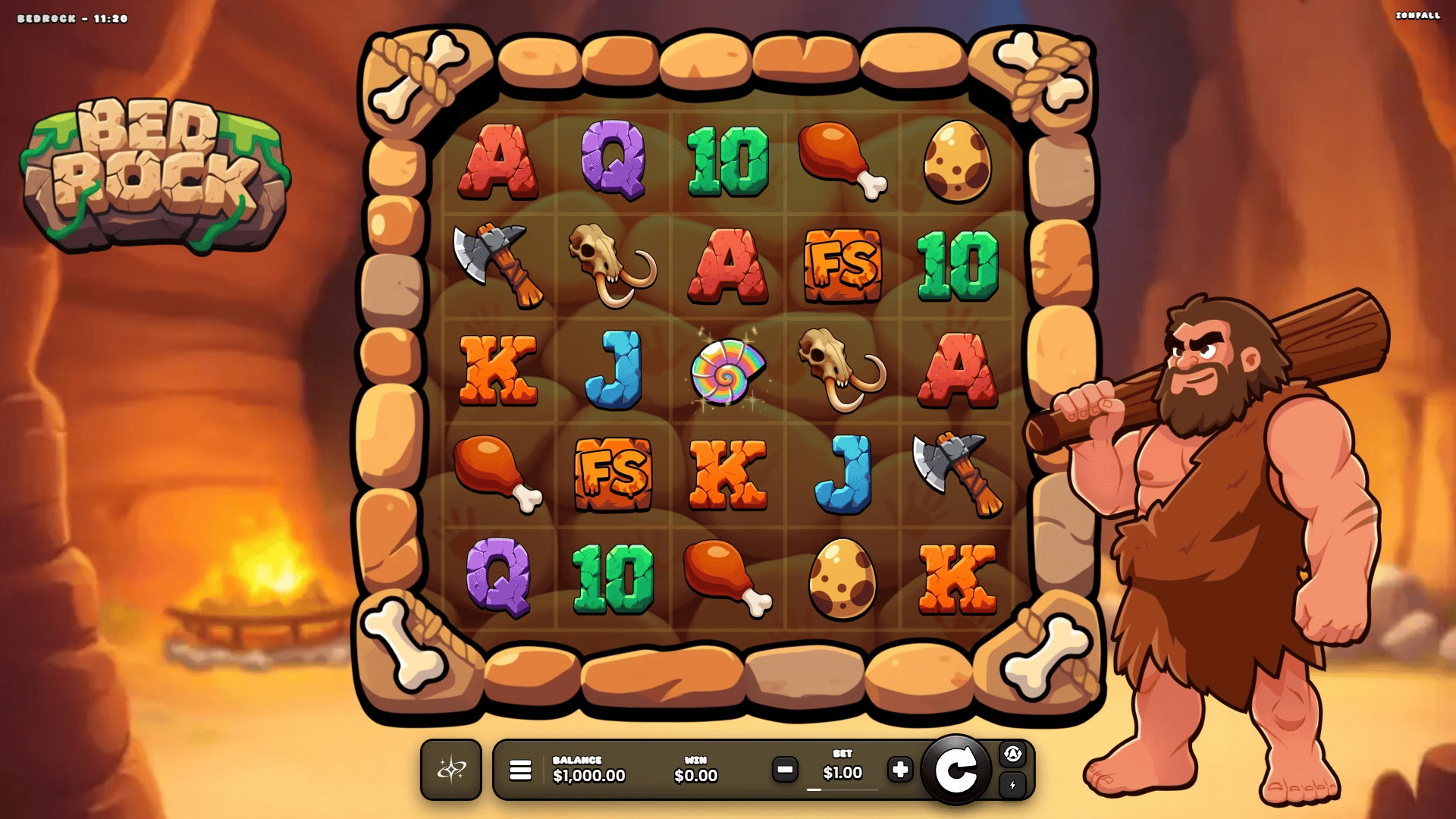 Bedrock slot gameplay reels