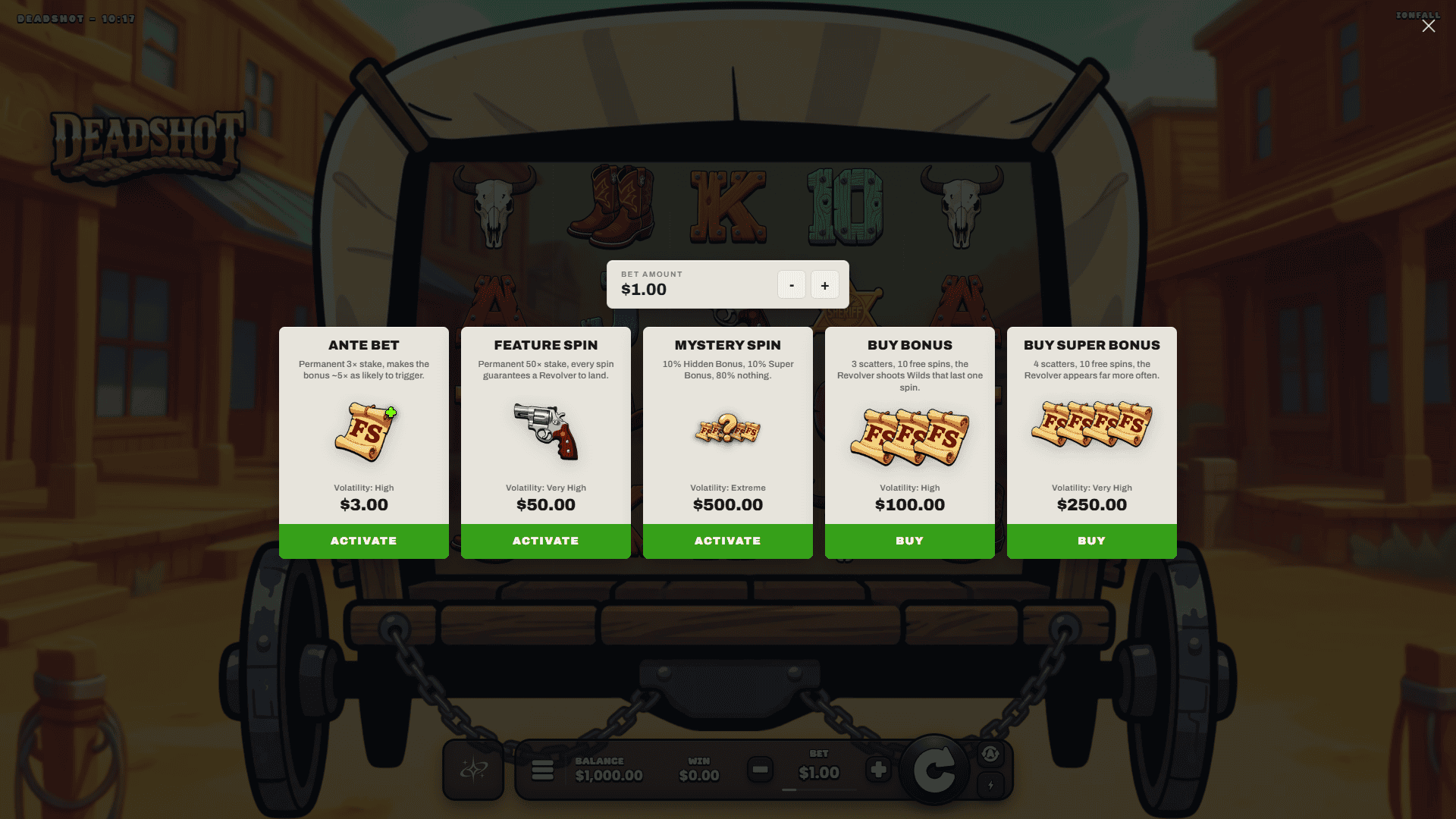 Deadshot bonus buy menu