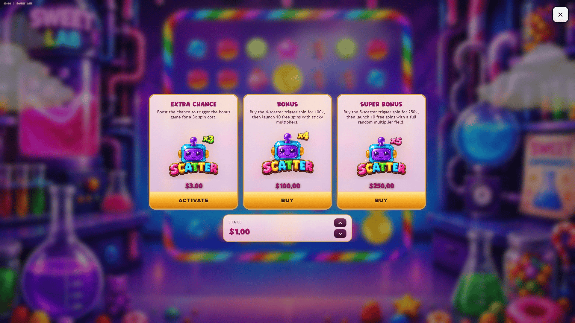 Sweet Lab bonus buy menu