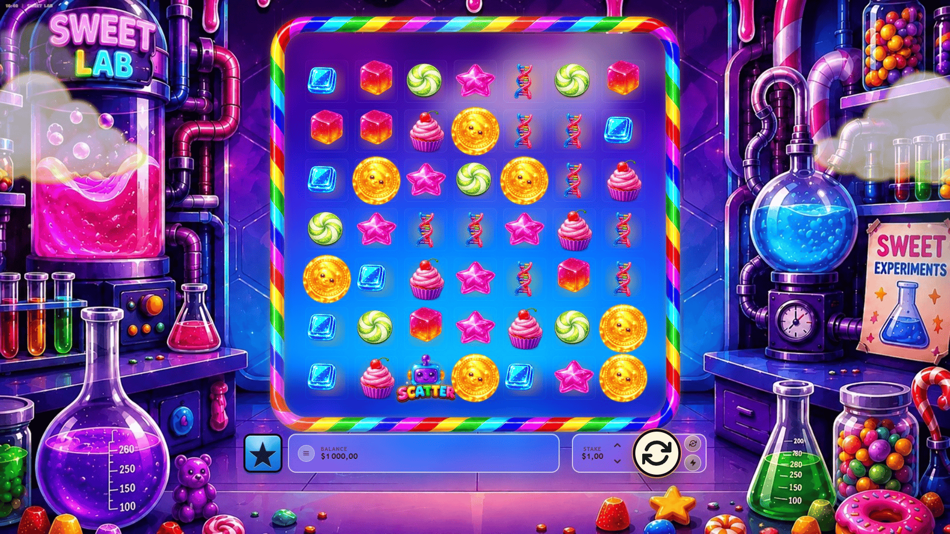Sweet Lab slot gameplay reels