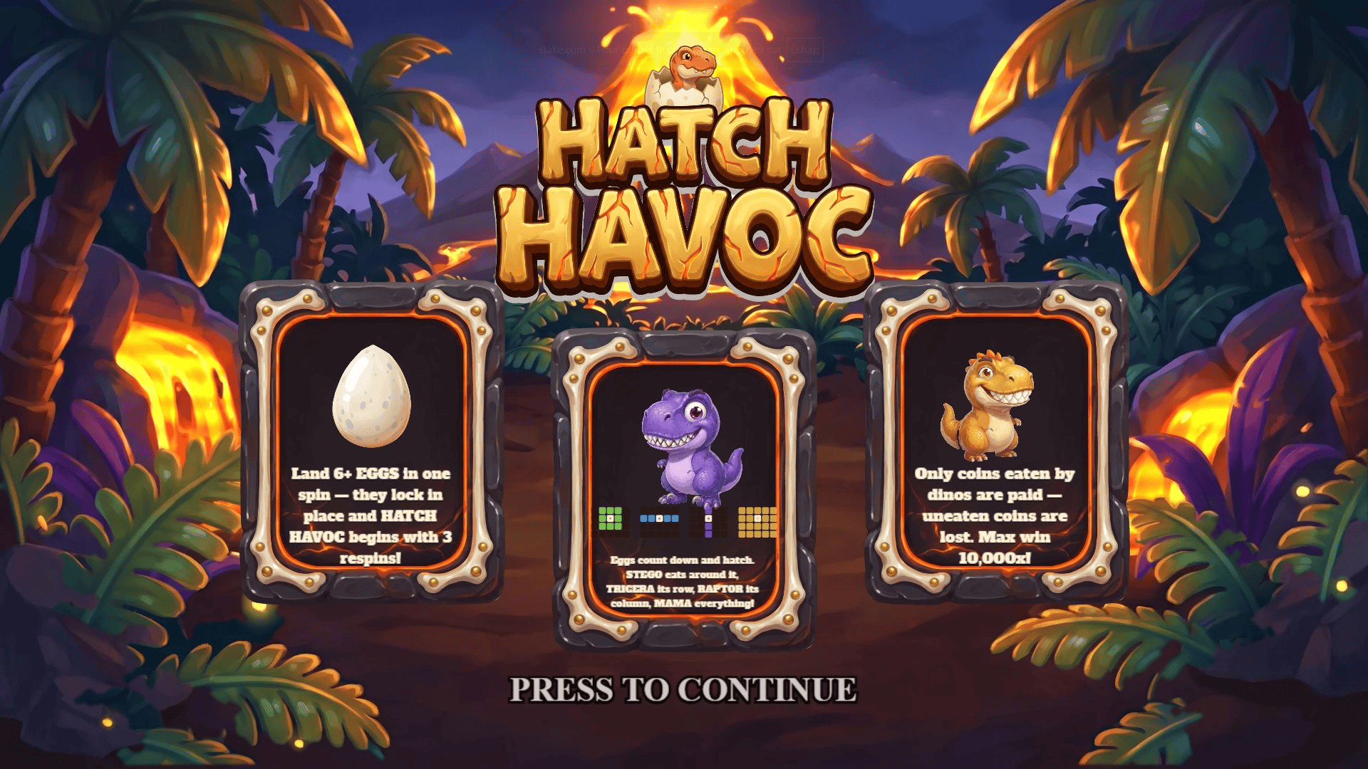 Hatch Havoc slot intro screen