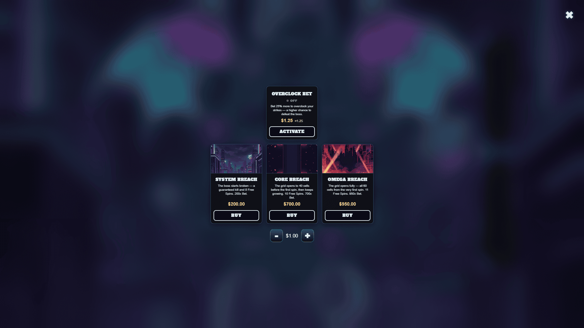 Viper Protocol bonus buy menu