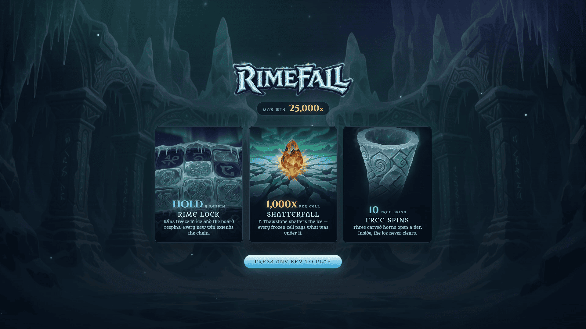 Rimefall slot intro screen