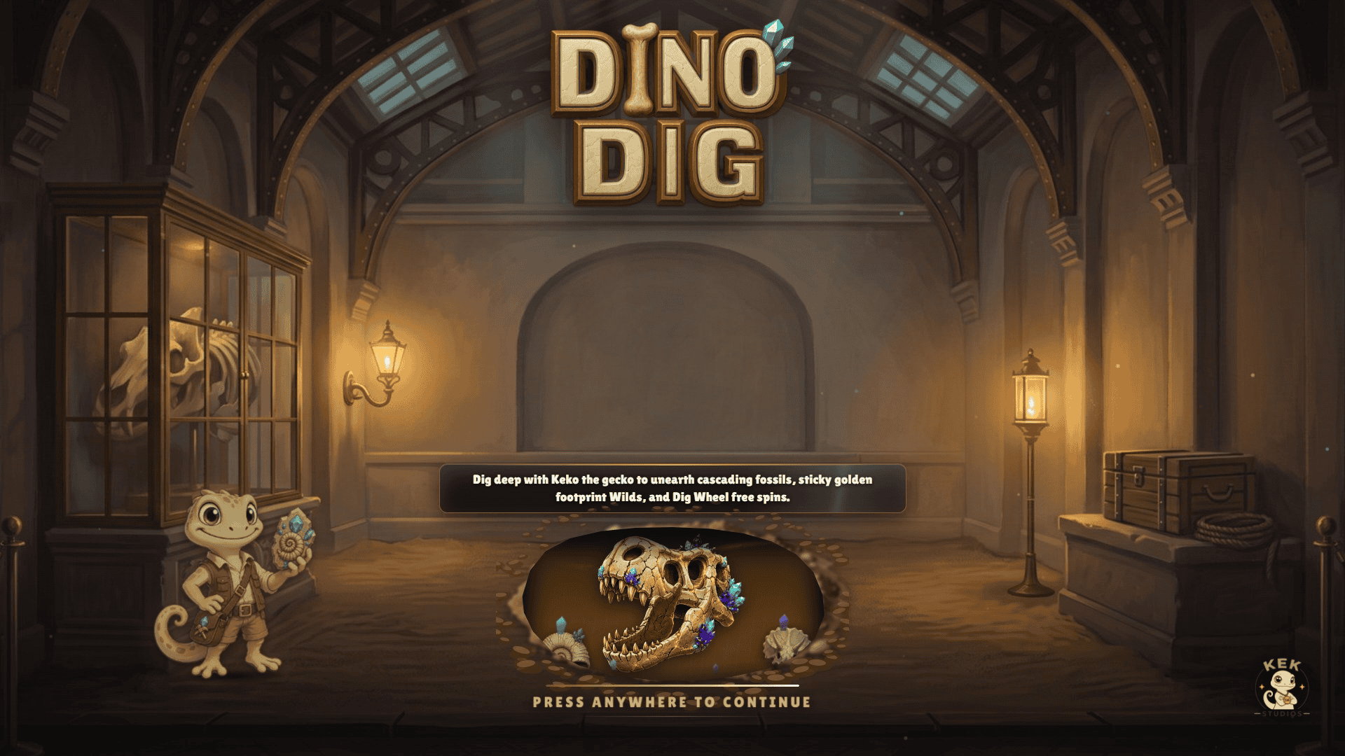 Dino Dig slot intro screen