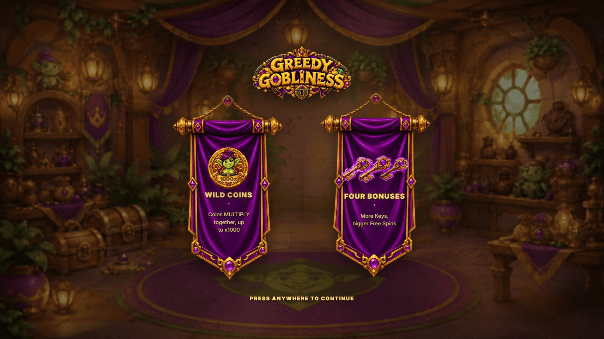 Greedy Gobliness slot intro screen