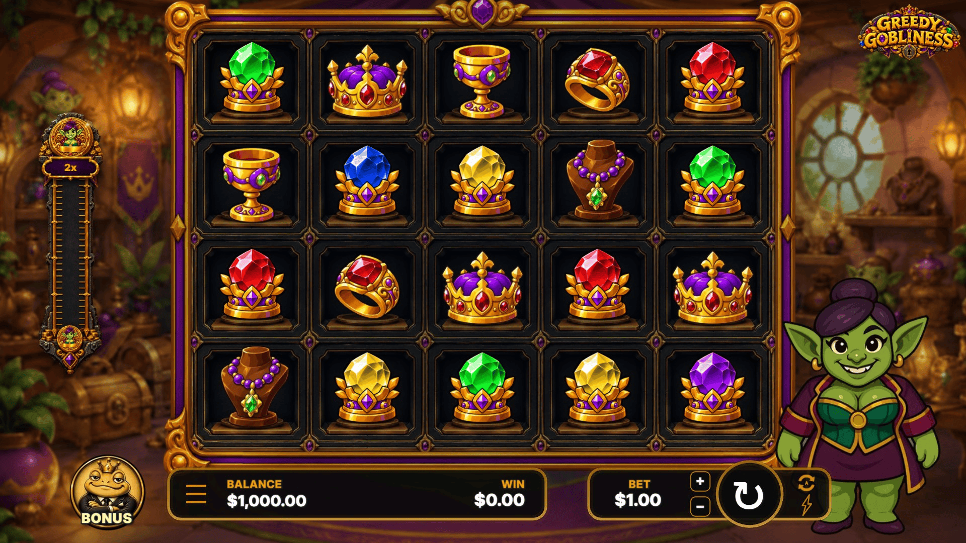 Greedy Gobliness slot gameplay reels