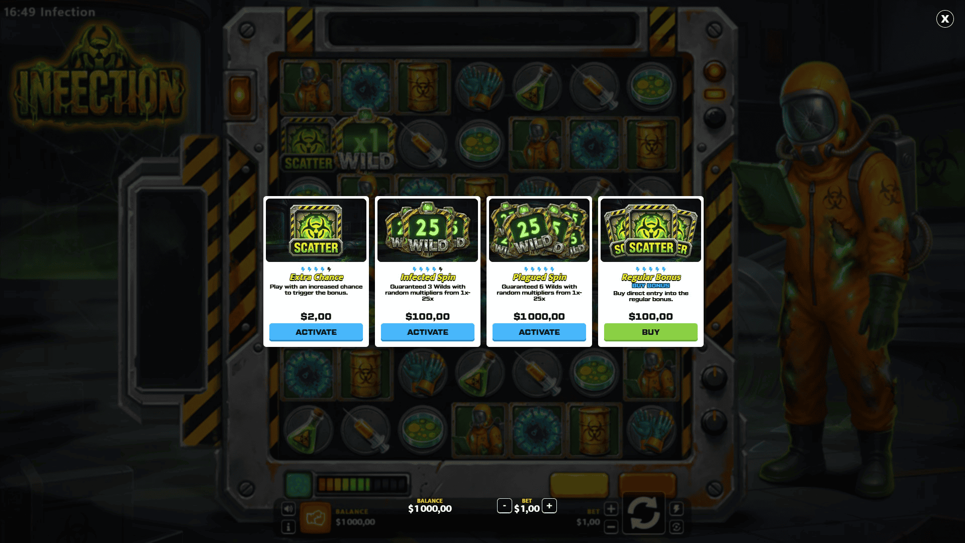Infection bonus buy menu