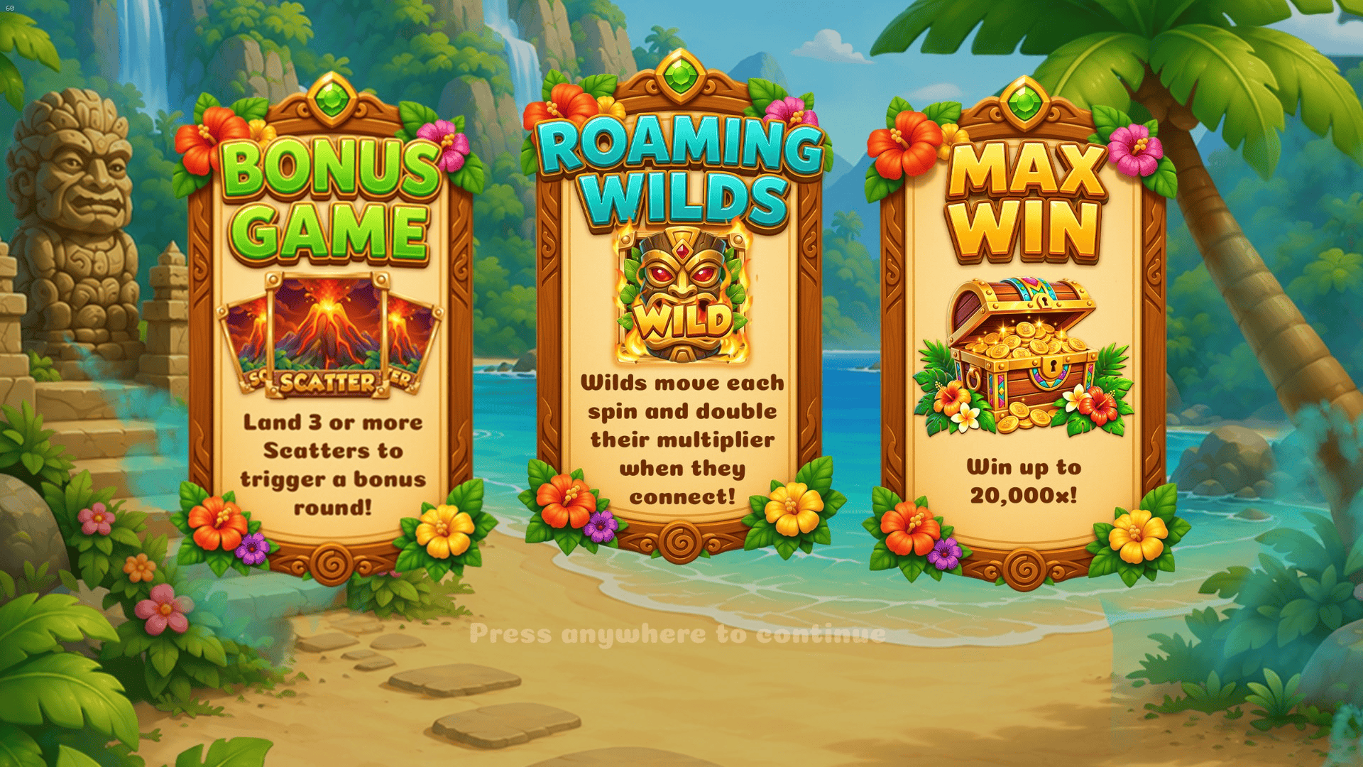 Tiki Paradise slot intro screen